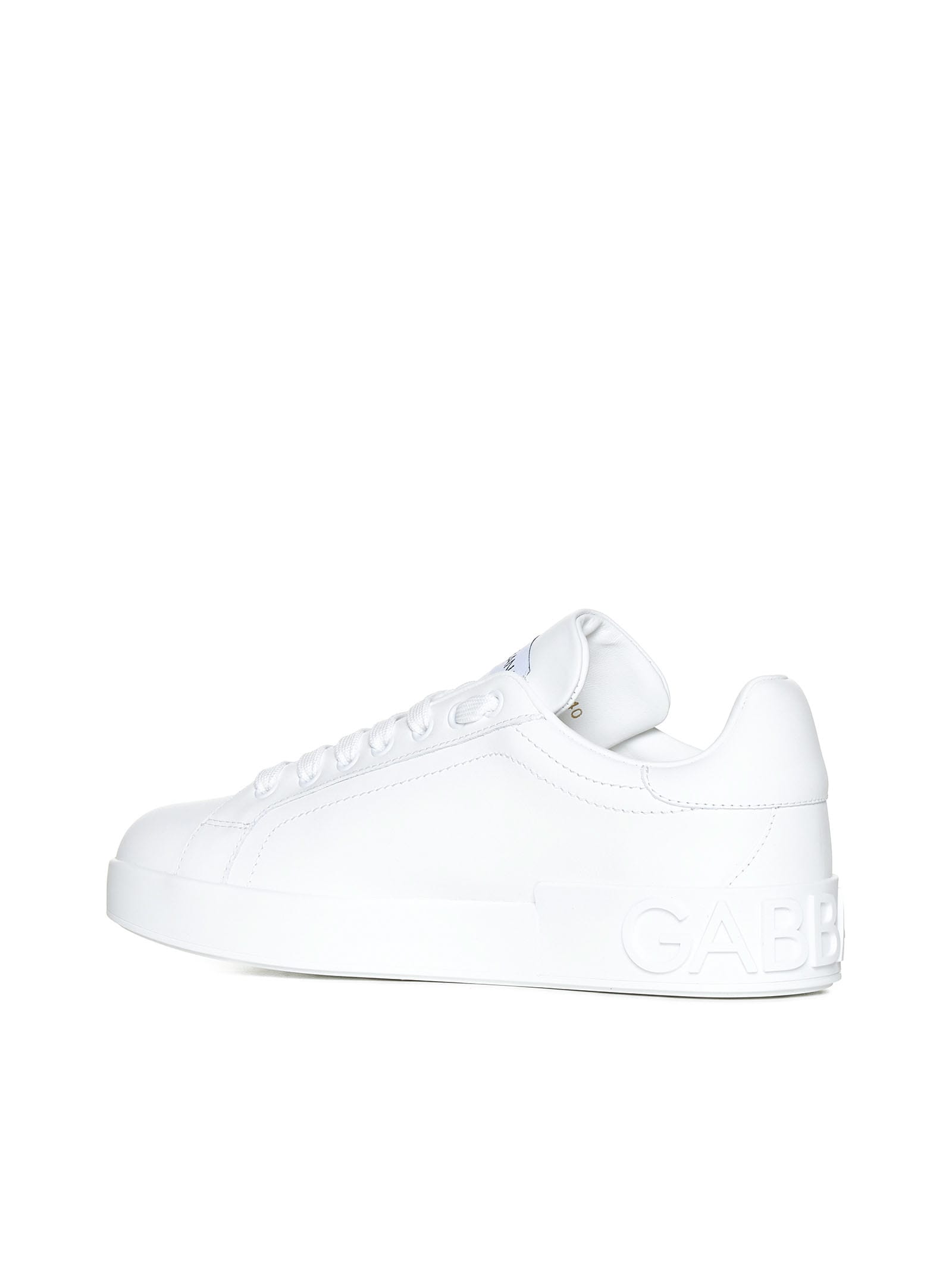 Dolce & Gabbana White Calfskin Portofino Sneakers In White