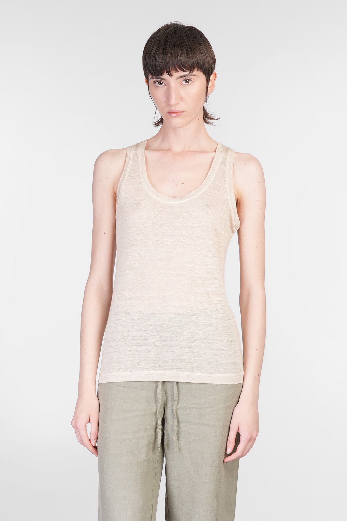 120% LINO TANK TOP IN BEIGE LINEN