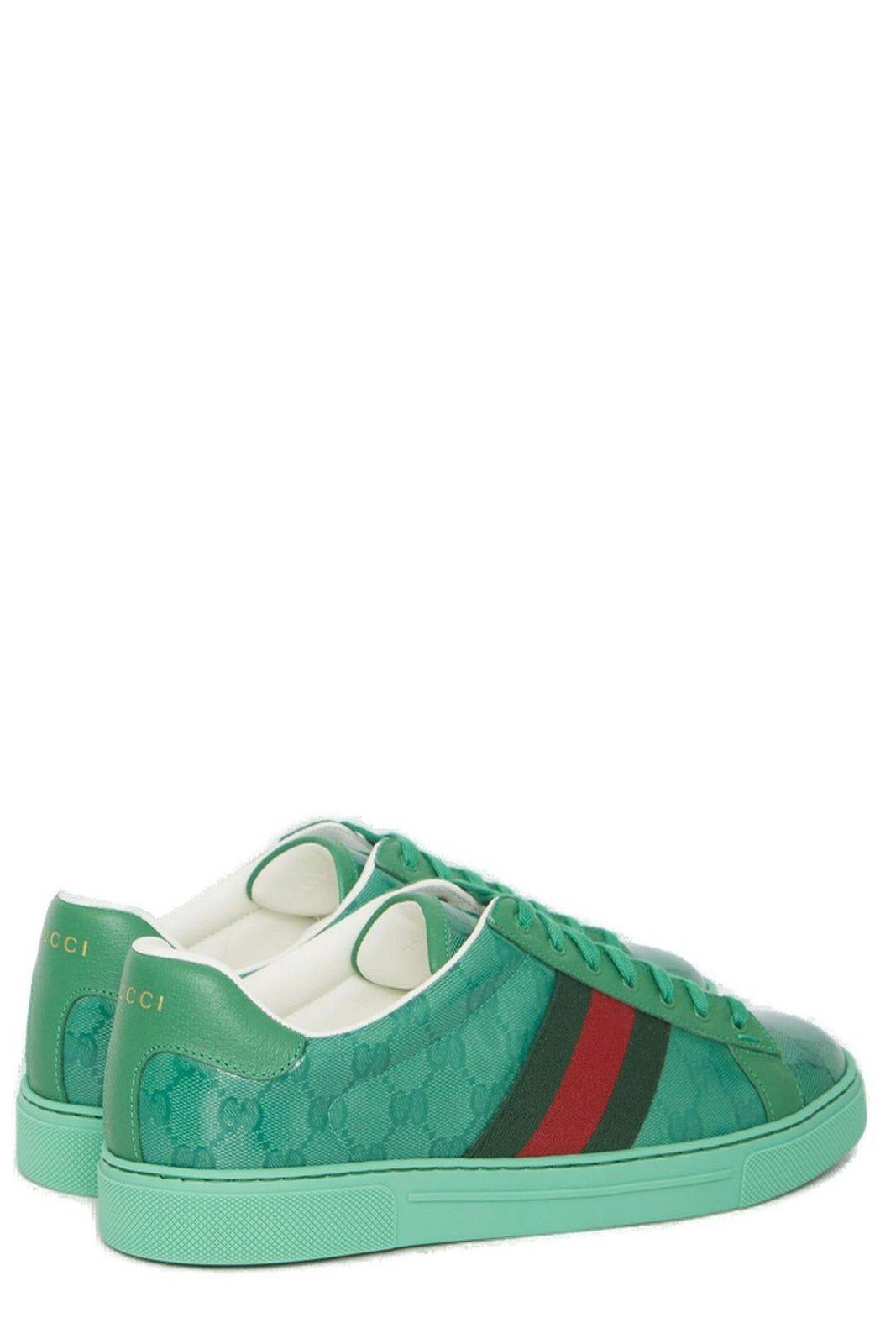 Shop Gucci Ace Gg Embellished Sneakers In Green