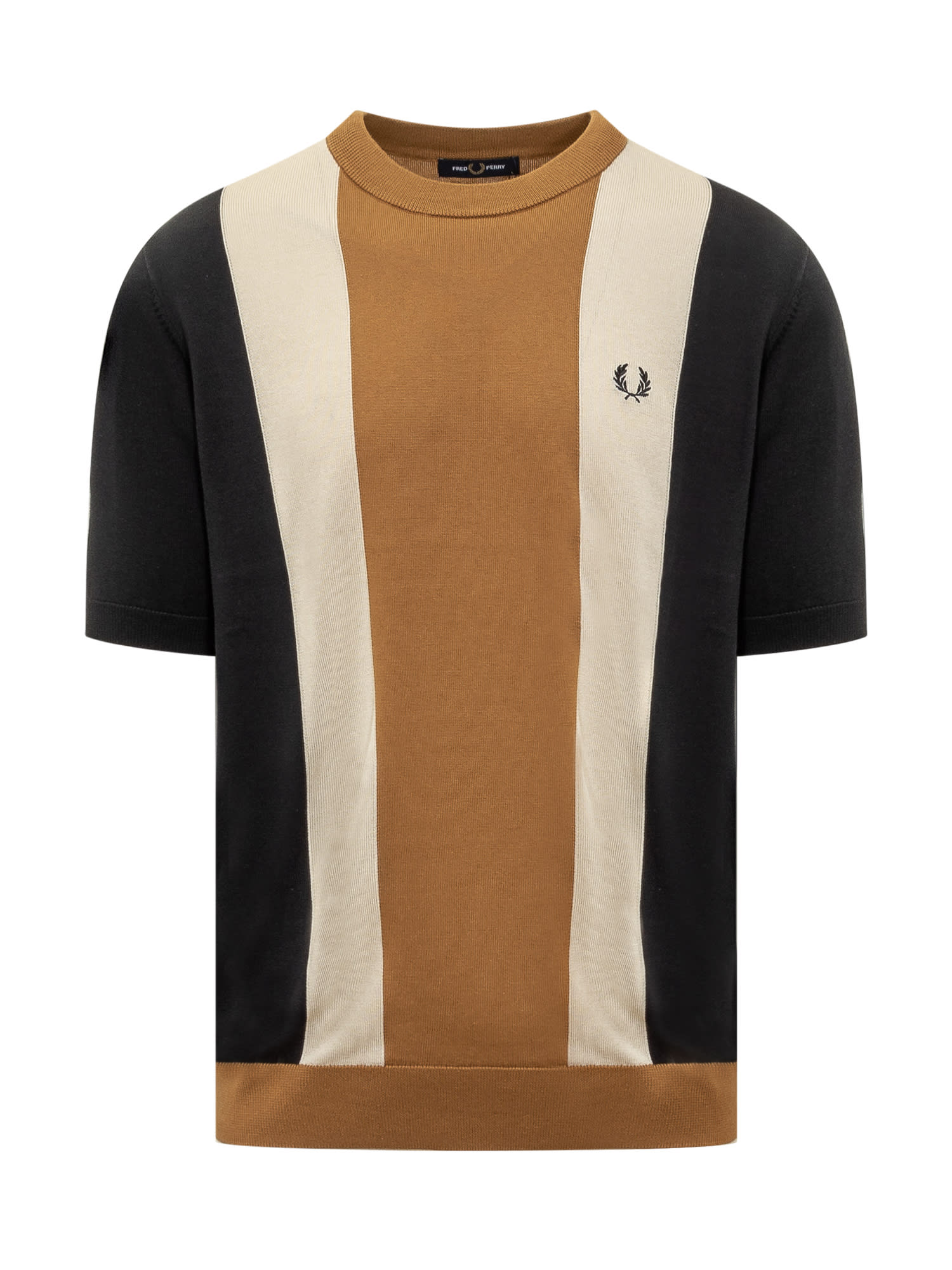 FRED PERRY STRIPED KNIT T-SHIRT.