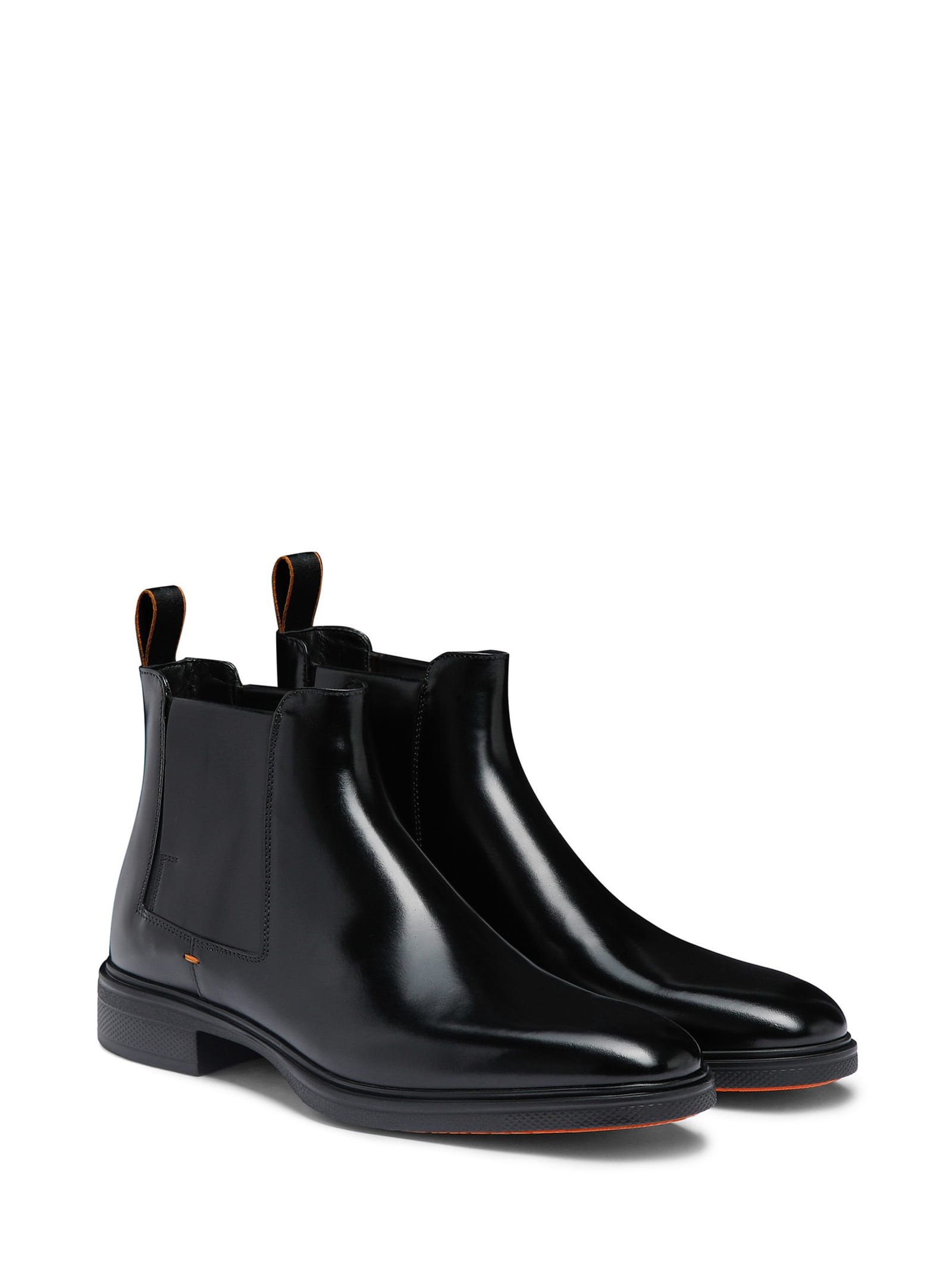 Shop Santoni Beatles Black Leather In Nero