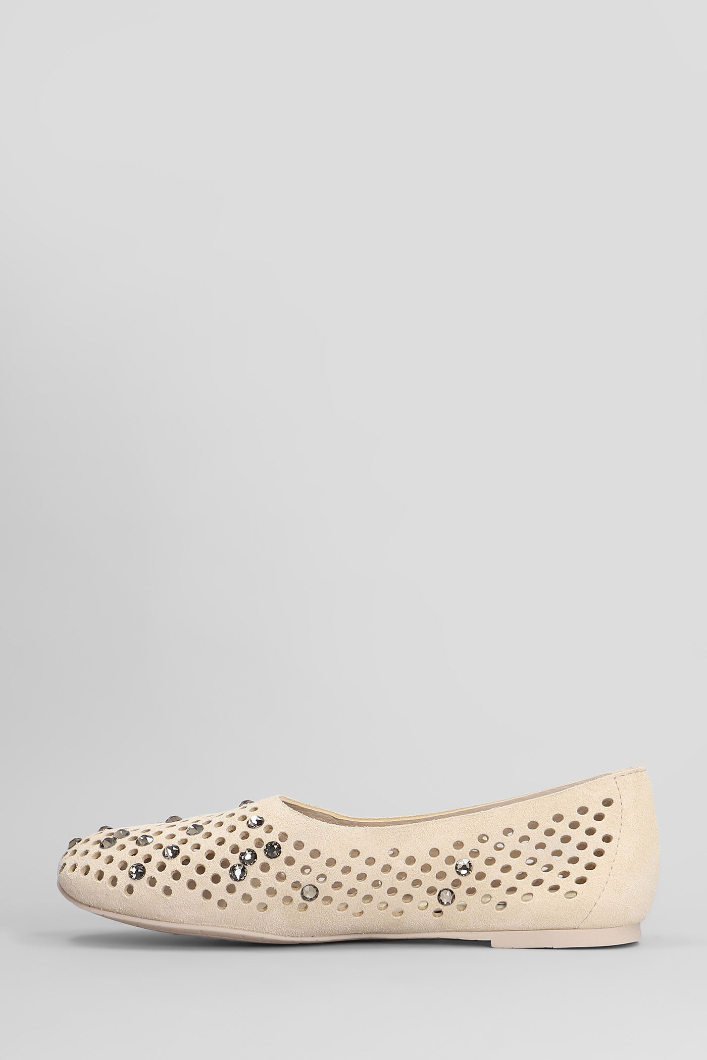 Pedro Garcia Ariane Ballet Flats In Beige Suede In Neutral