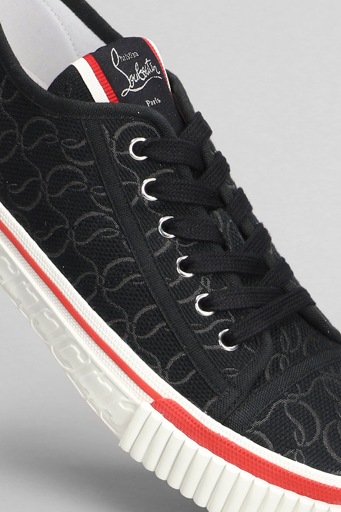 Shop Christian Louboutin Pedro Junior Sneakers In Black Cotton