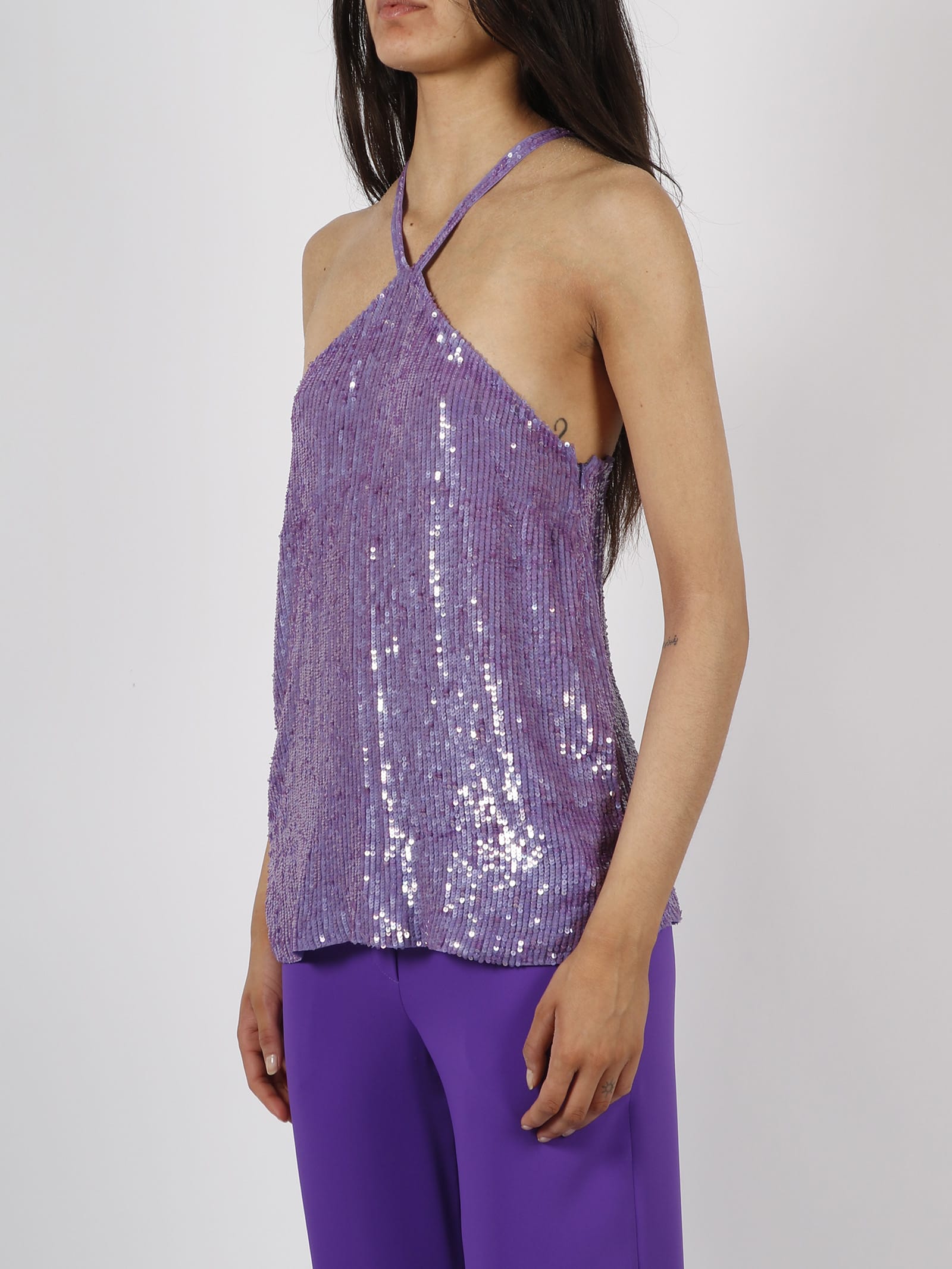 P.a.r.o.s.h Sequins Blouse In Pink & Purple