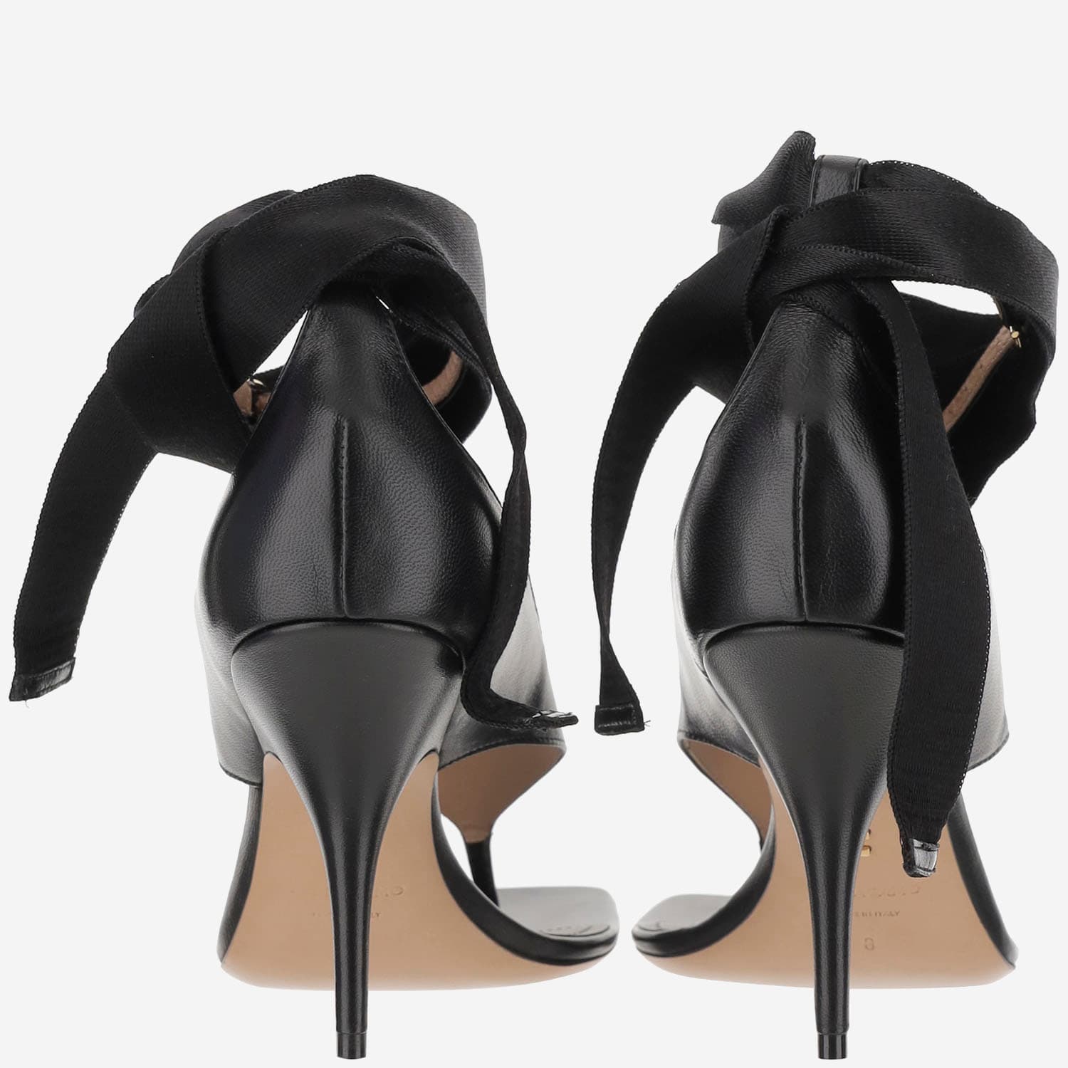 Shop Ferragamo Leather Sandal With Heel In Black