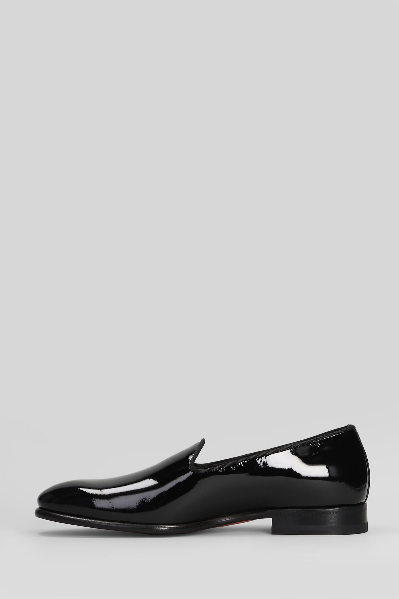 Santoni Brody Loafers In Black Patent Leather In Black