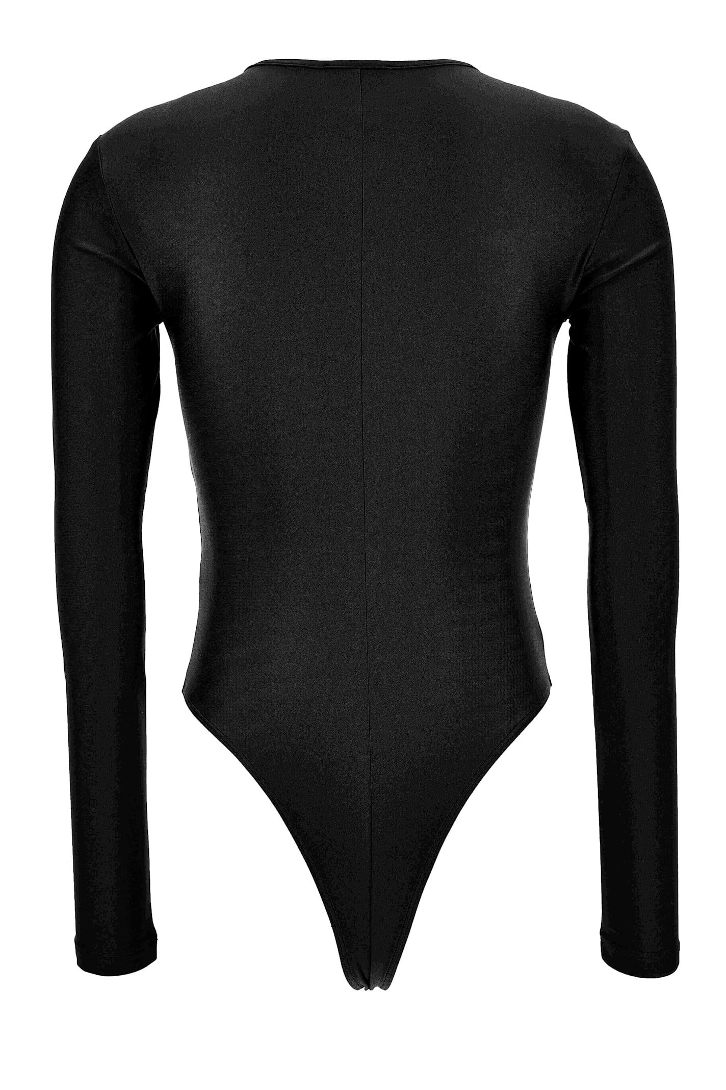 Versace Jeans Couture Embroidered Long-sleeve Bodysuit In Black
