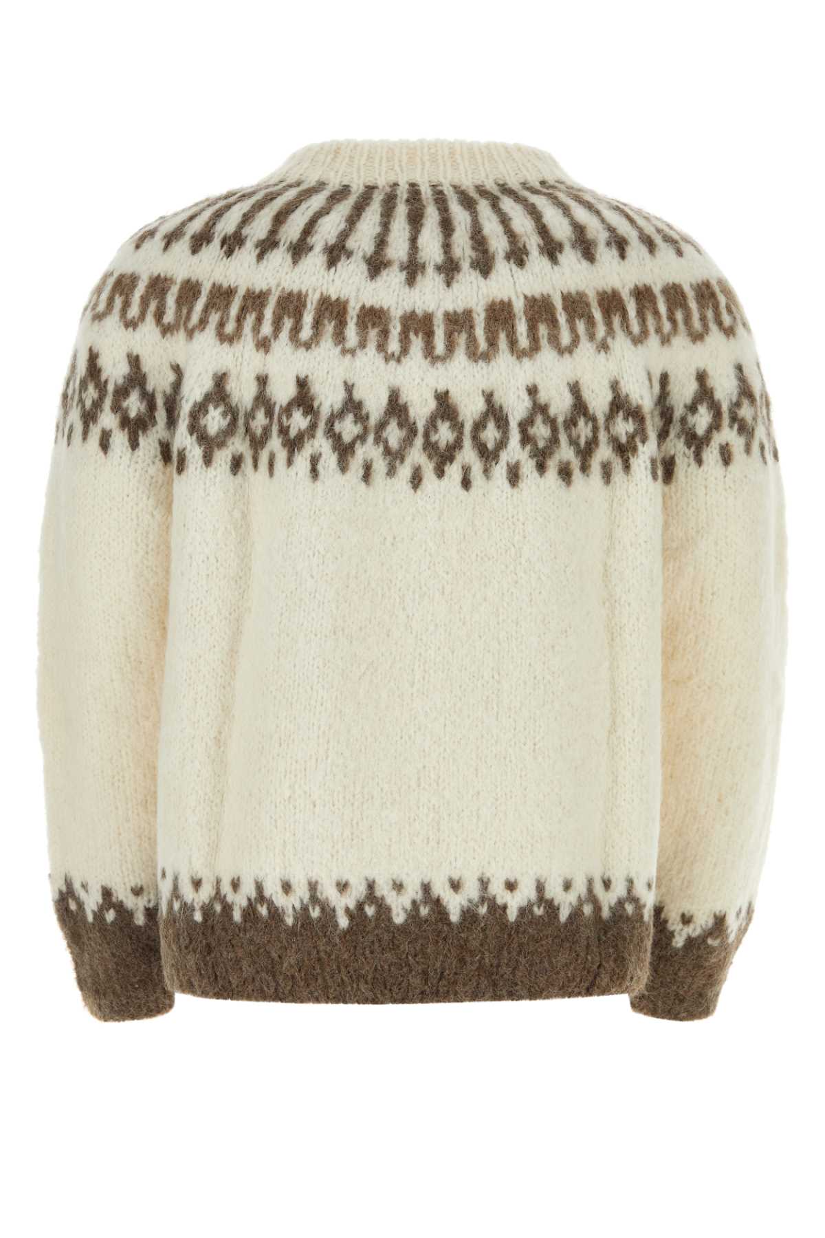 Shop Bode Embroidered Alpaca Blend Oversize Sweater In Ecru