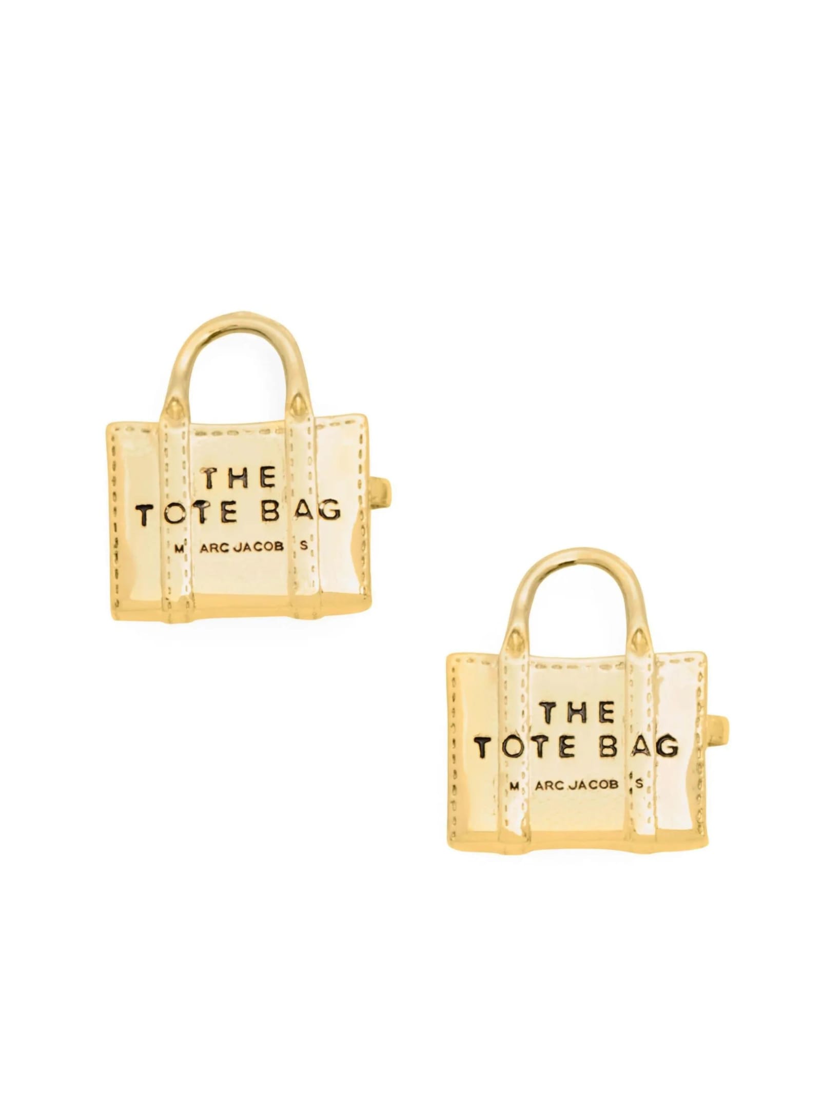 Shop Marc Jacobs The Tote Bag Stud Earrings In Gold