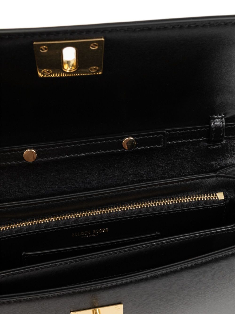 Golden Goose Gioia Bag In Black Palmellato Leather With Gold Details In Black