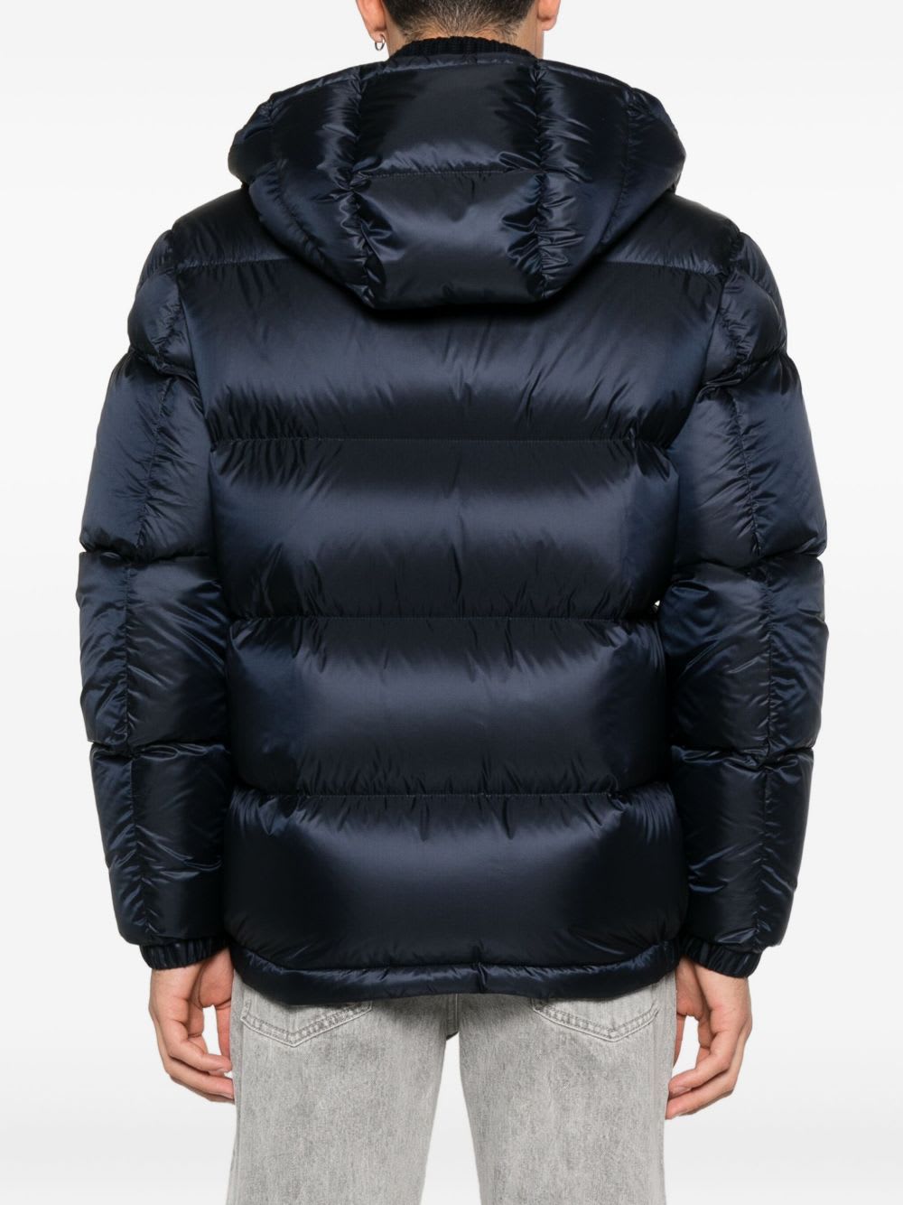 Moncler Hooded Zip-fastening Coat In Blue