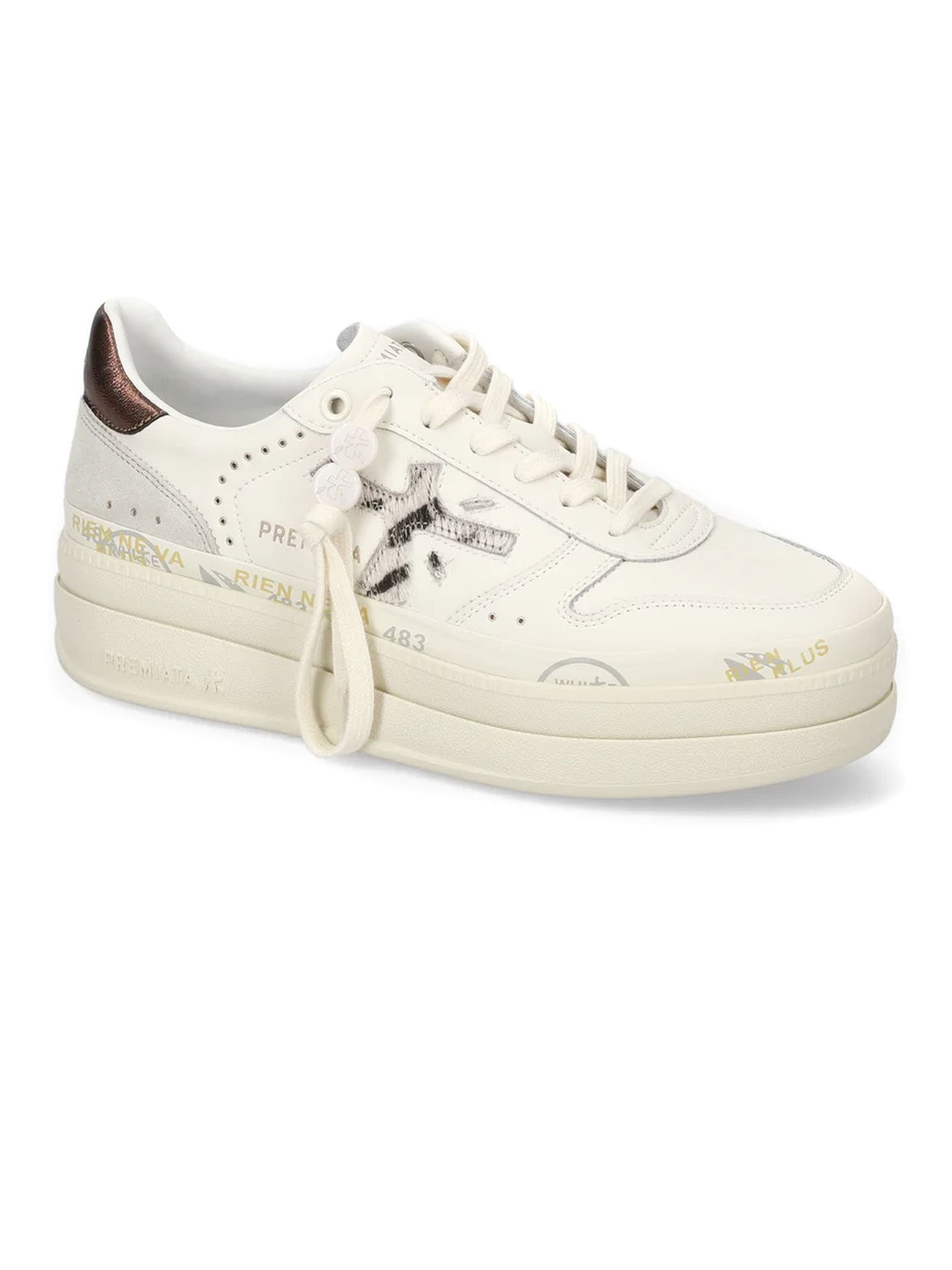 Shop Premiata White Micol Sneakers