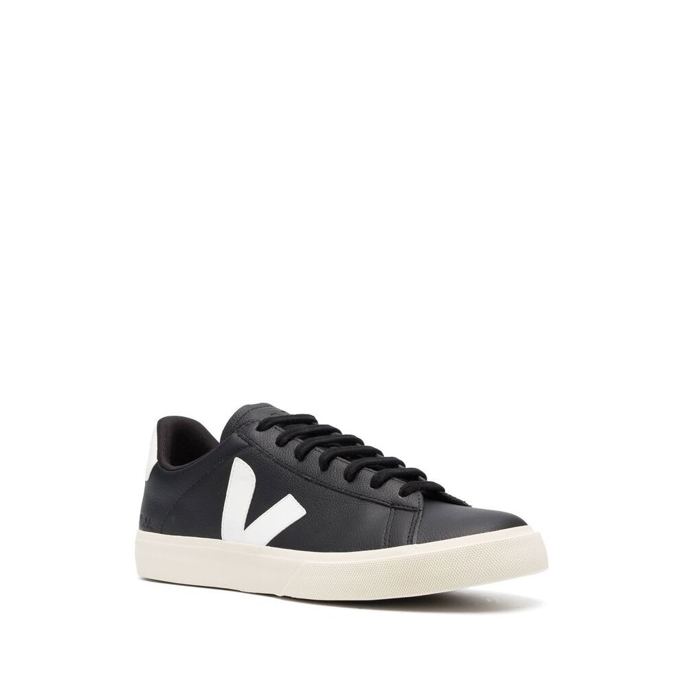Veja Campo Black And White Low Top Sneakers In Vegan Leather Man In Black
