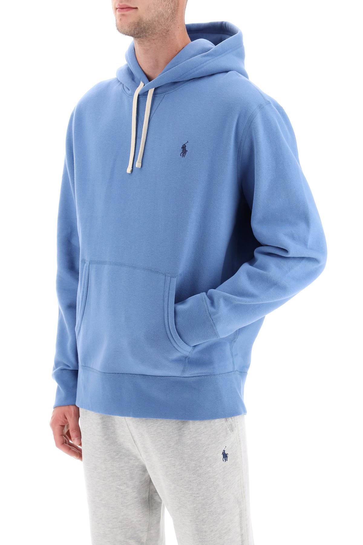 Shop Polo Ralph Lauren Logo Embroidery Sweatshirt In French Blue (light Blue)