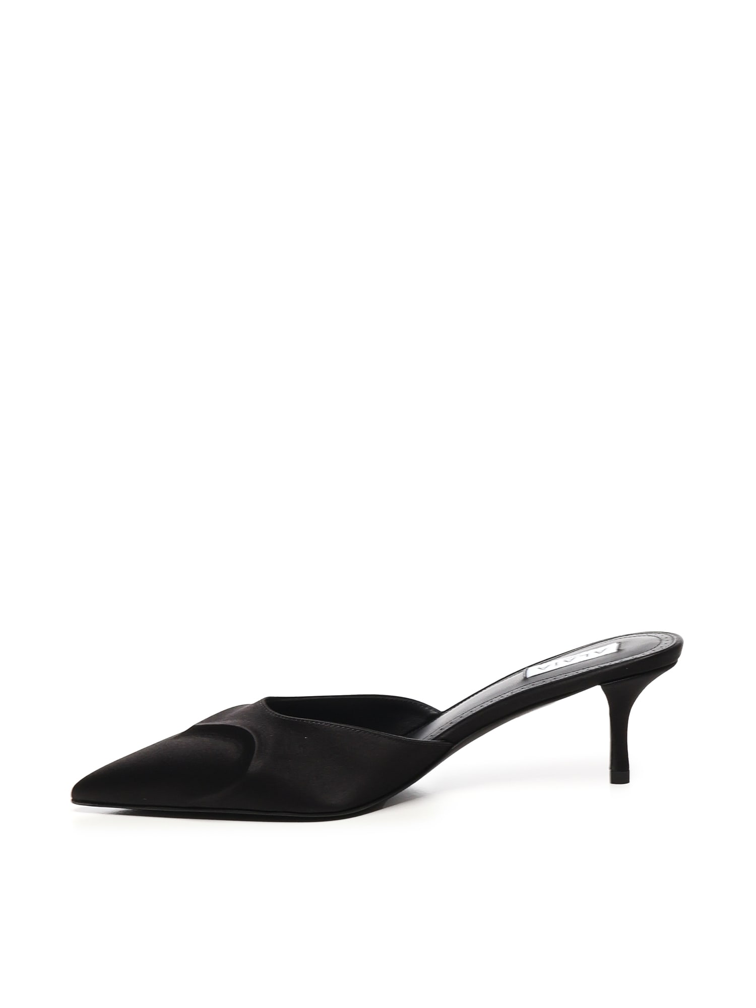 Alaïa Le Coeur Mule In Black Satin In Black