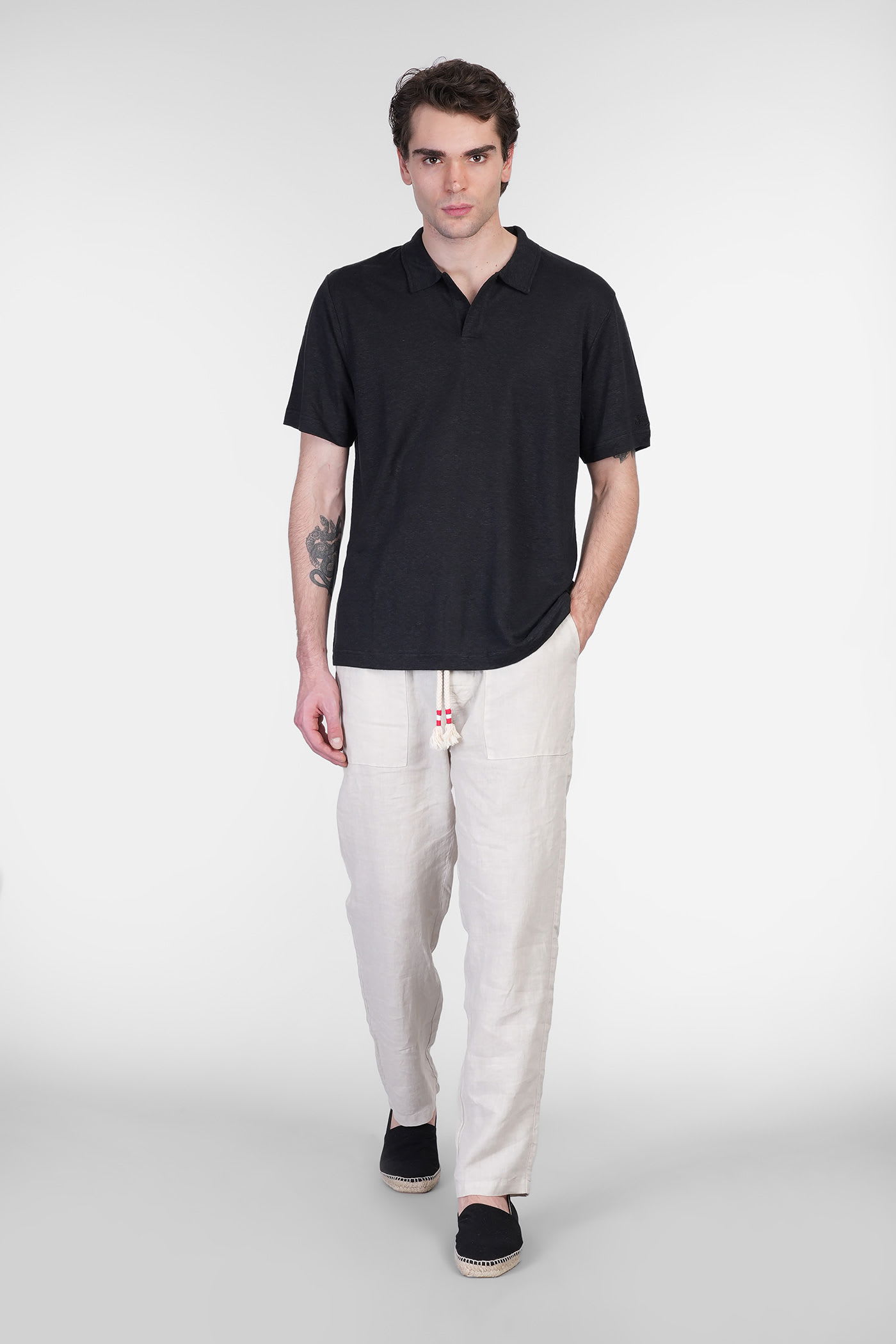 Mc2 Saint Barth Charles Polo In Black Cotton In Black