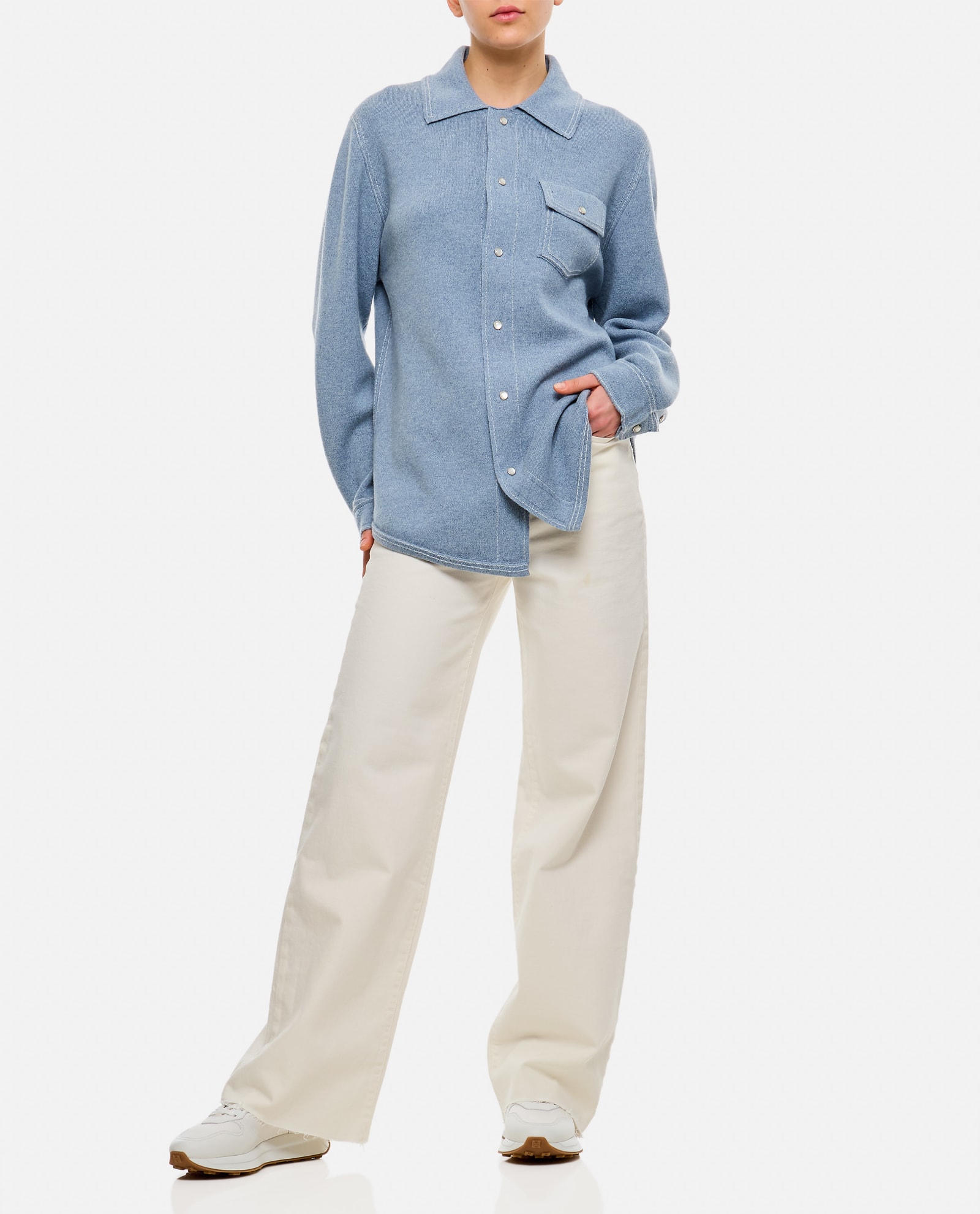 Shop Barrie Cashmere Overshirt In Clear Blue
