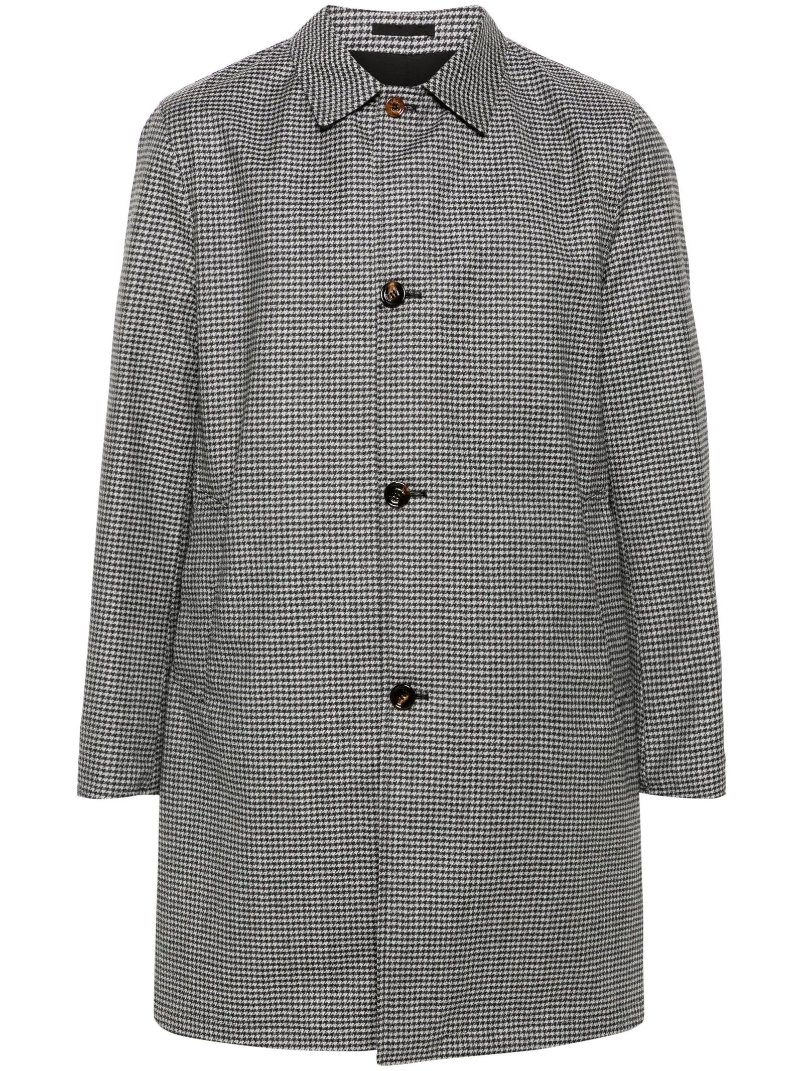 Black And Grey Virgin Wool Blend Coat