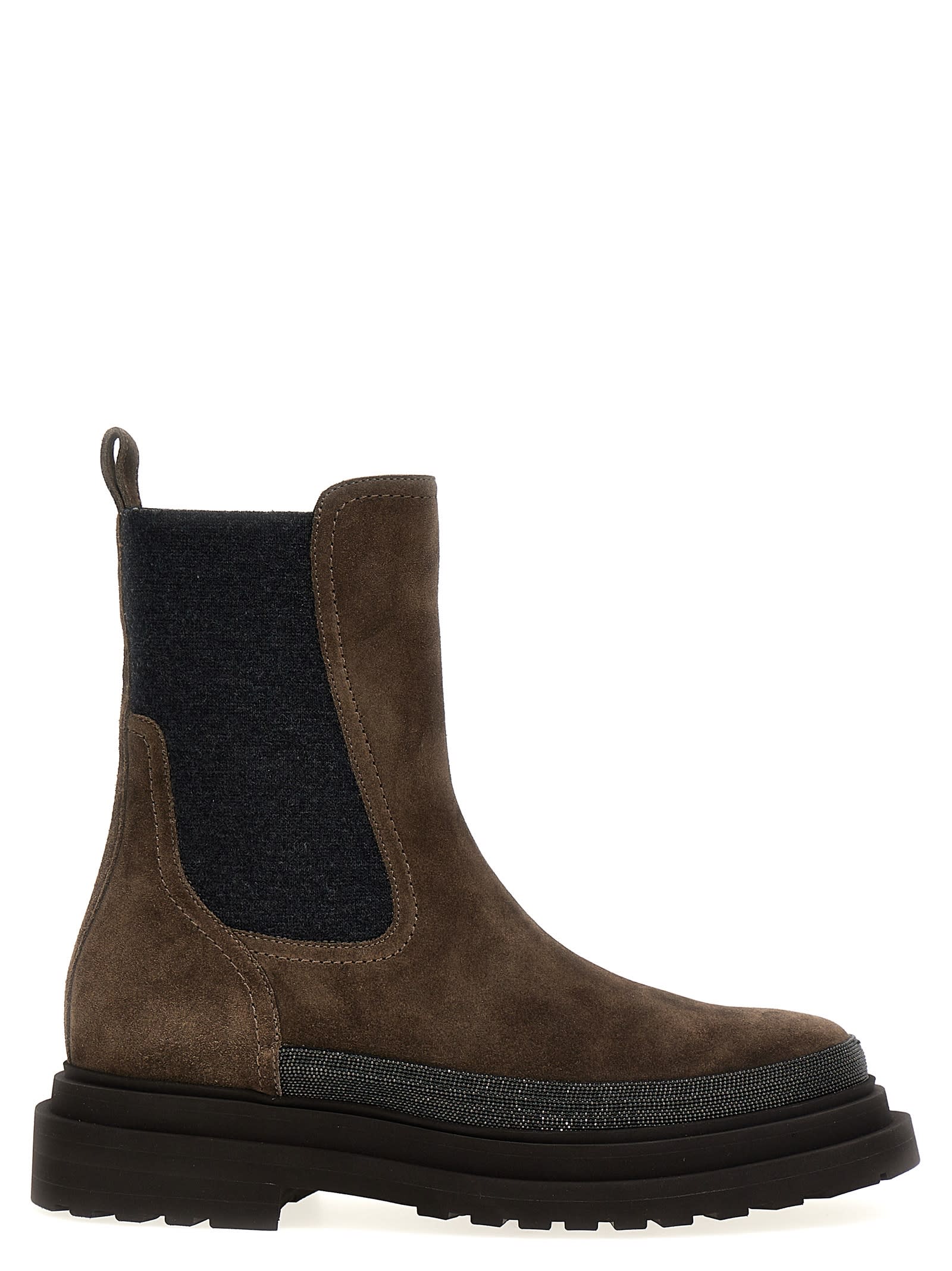 Shop Brunello Cucinelli Monile Ankle Boots In Brown