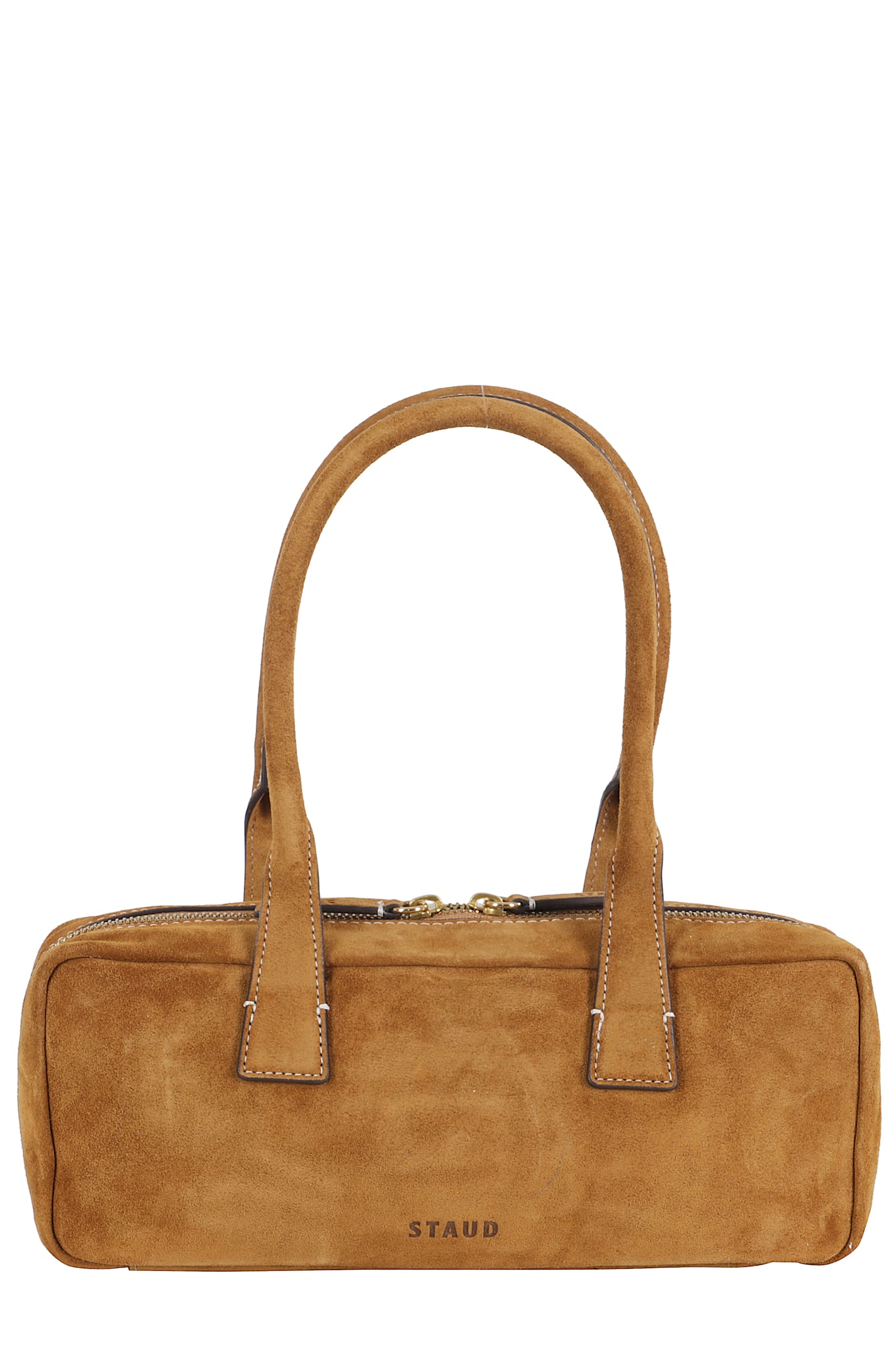 Staud Smooth Leather Shoulder Bag With Double Handles In Brown