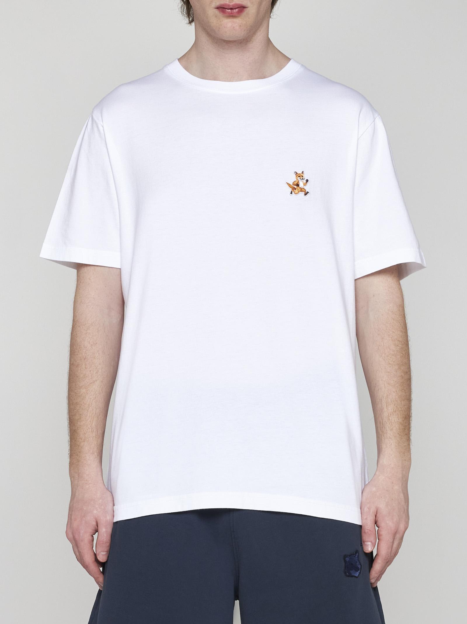 Shop Maison Kitsuné Speedy Fox Patch Cotton T-shirt In White