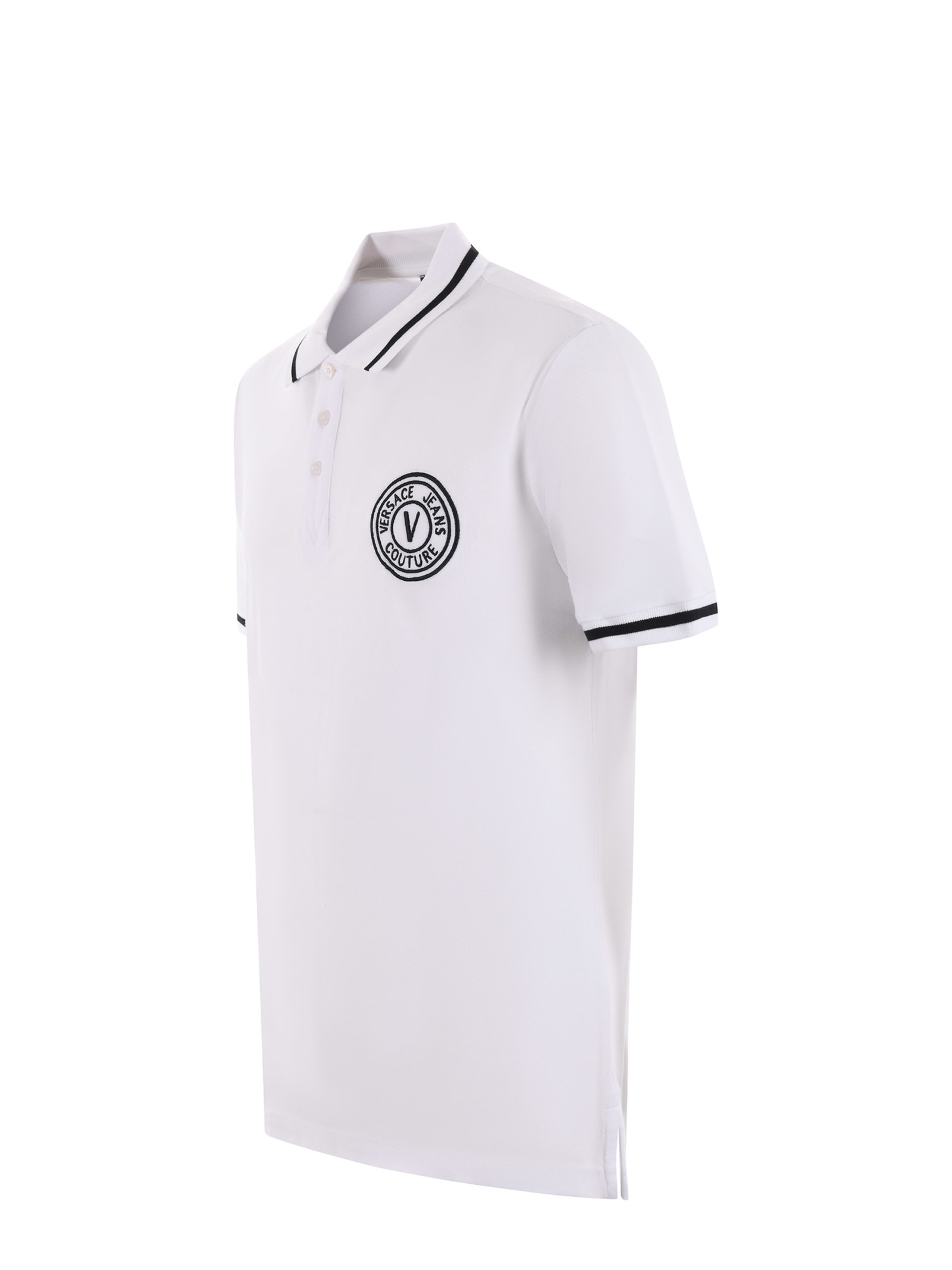 Shop Versace Jeans Couture Polo Shirt In Bianco