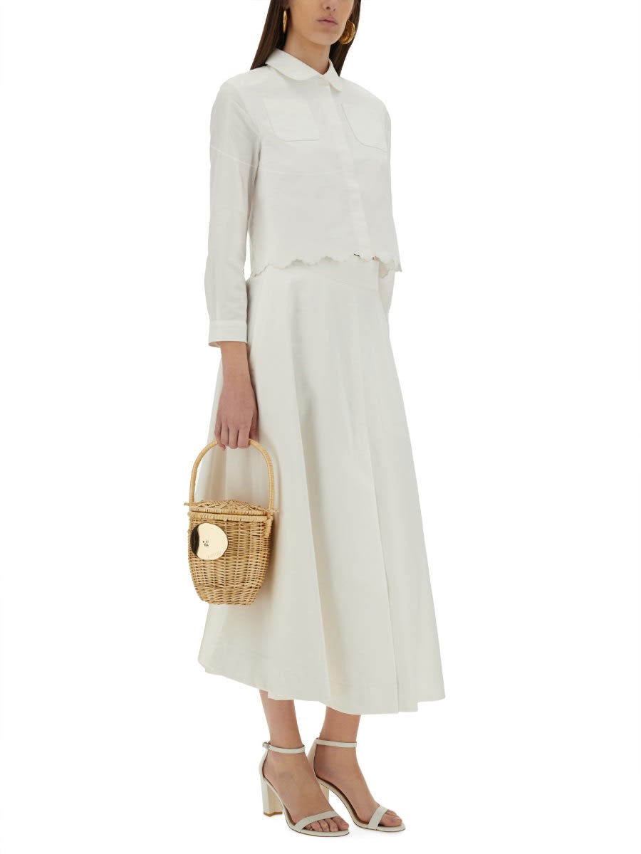 Shop Patou Cotton Gabardine Long Flared Skirt