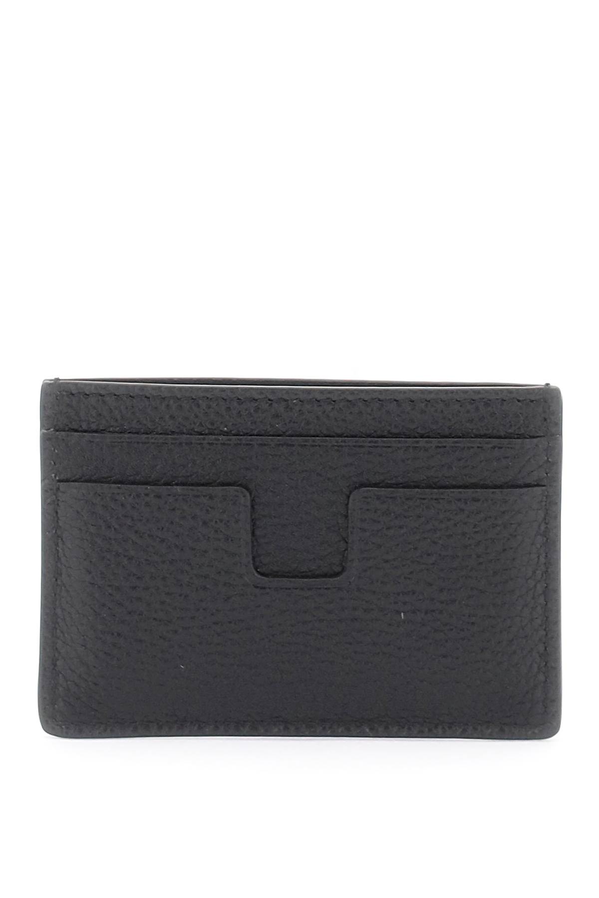 Tom Ford Pebbled Calfskin Card Holder In Black