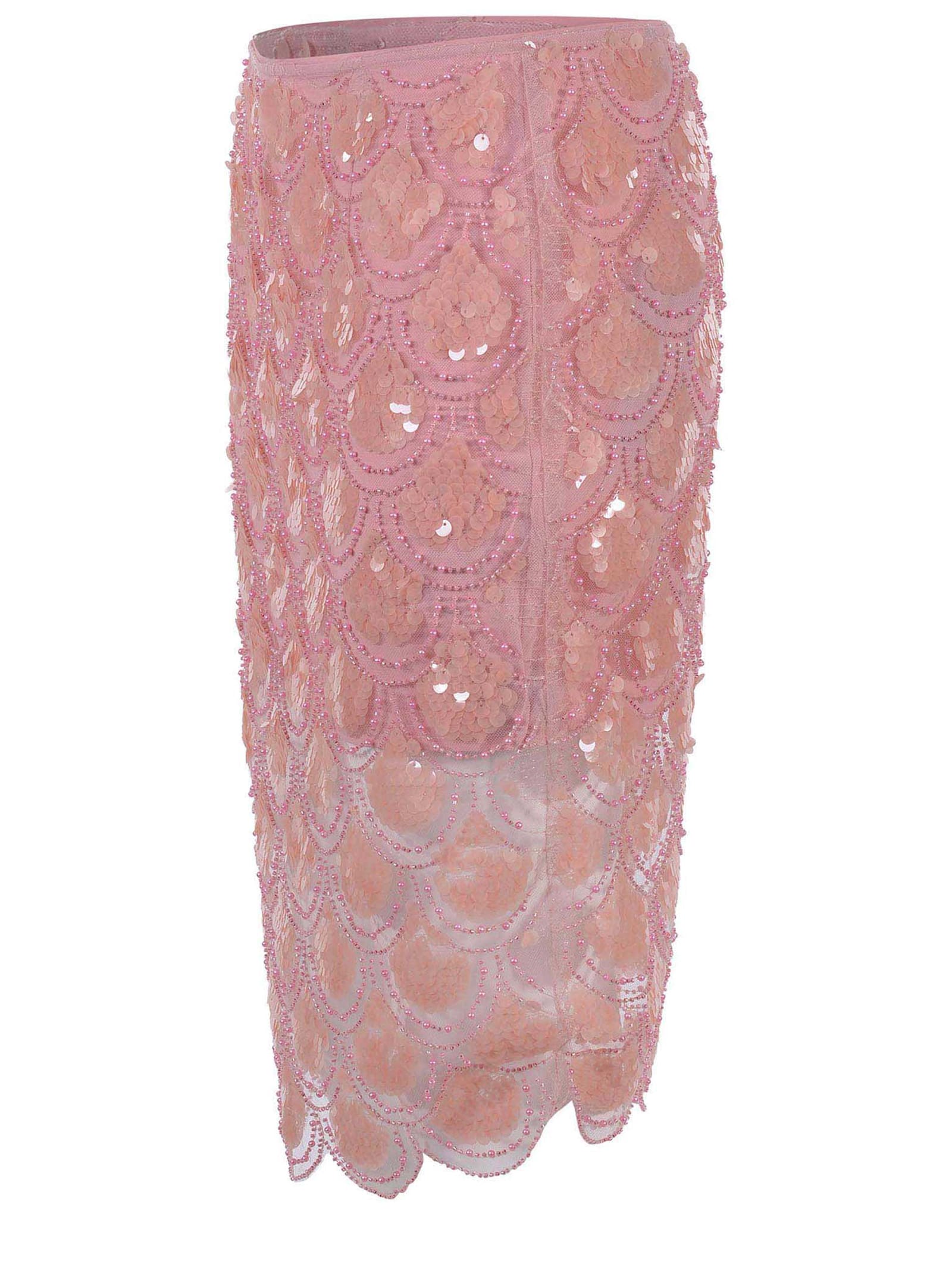 ROTATE BIRGER CHRISTENSEN SKIRT ROTATE MADE OF FABRIC WITH PEARL MESH AND SEQUINS 