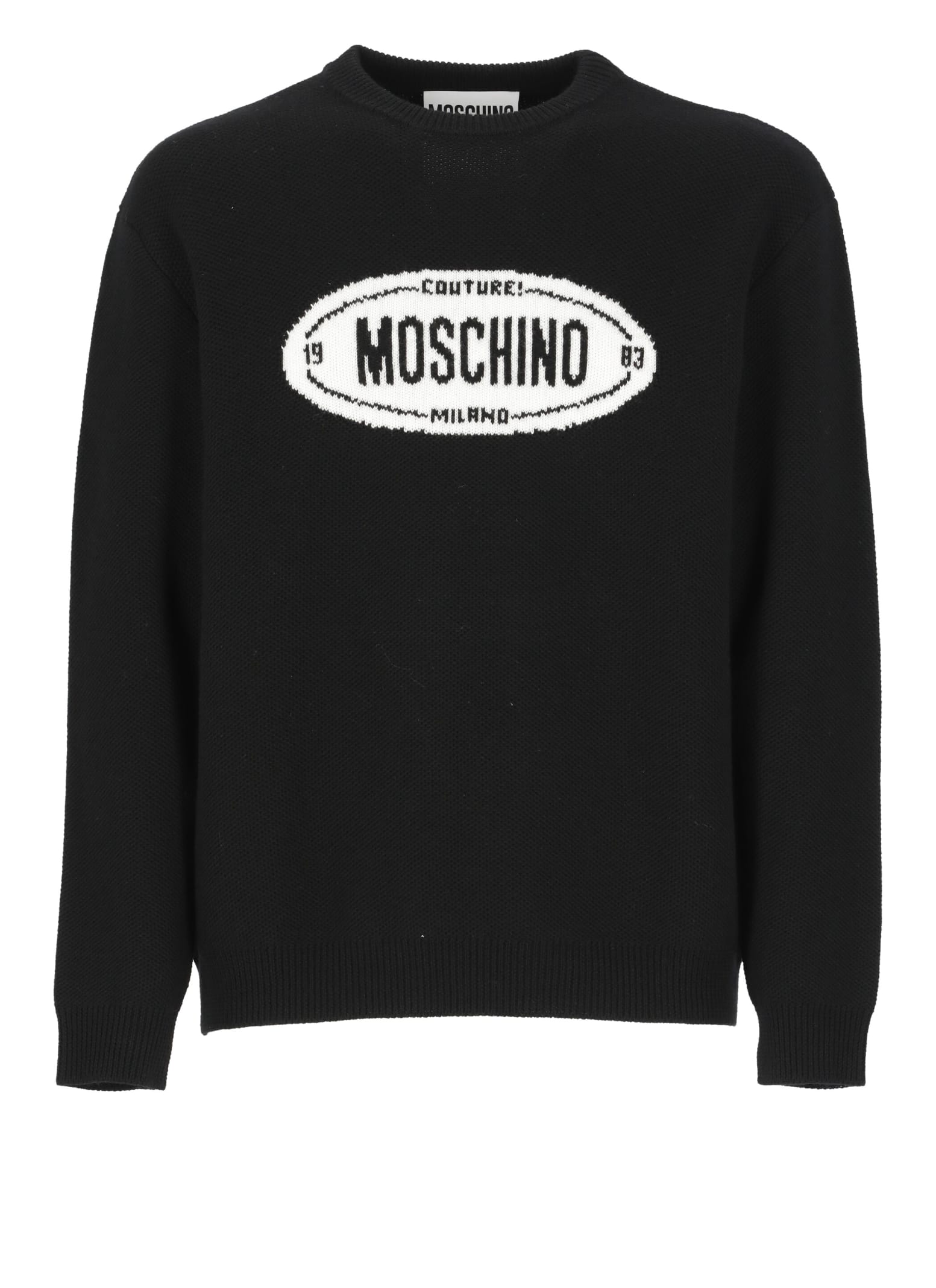 Shop Moschino Logoed Sweater In Black