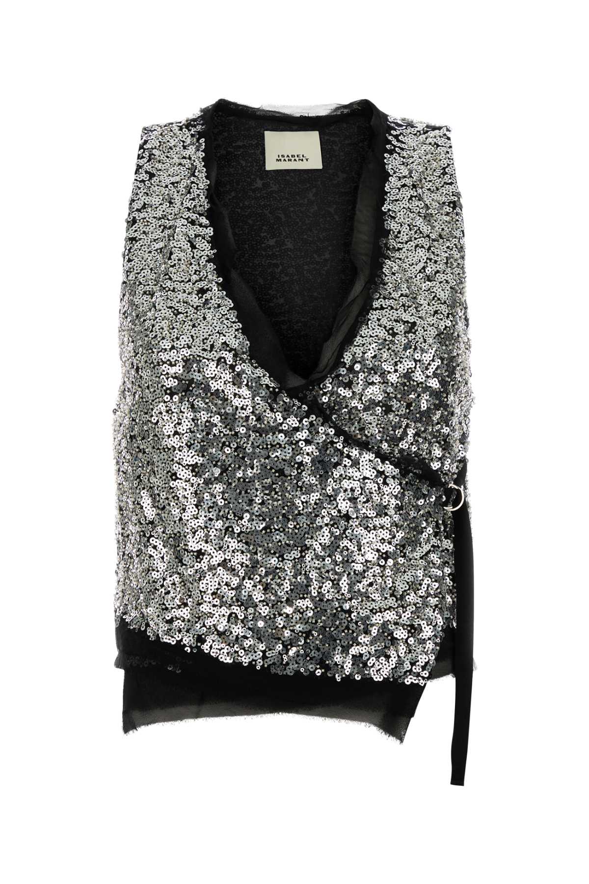 Isabel Marant Embellished Polyester Tahina Vest In Silver