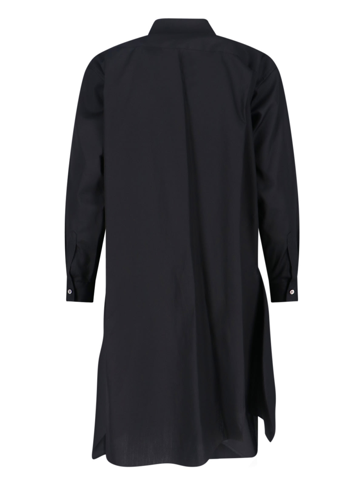 Comme Des Garçons Long Sleeve Asymmetric Hem Collared Top In Black
