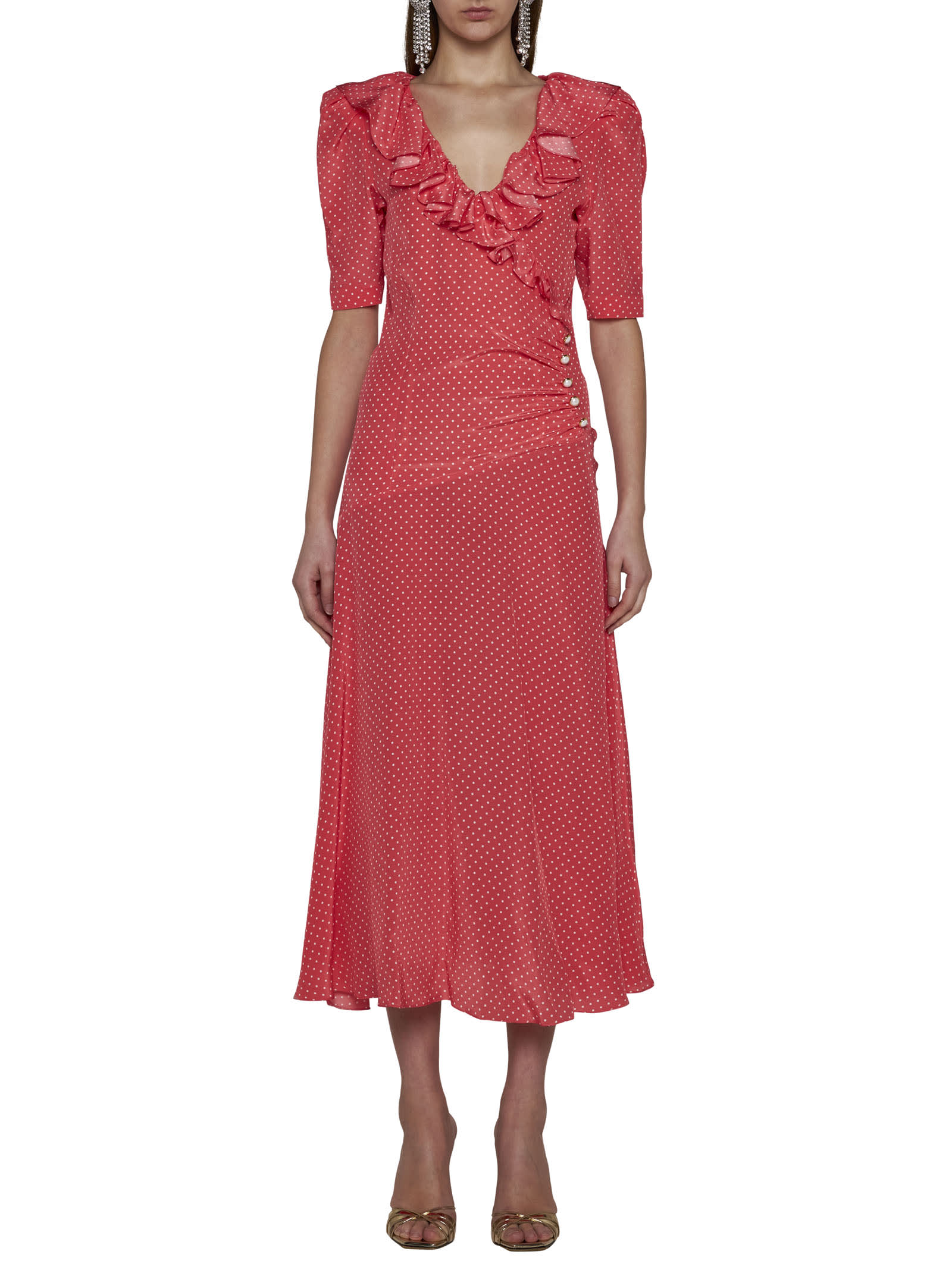 Shop Alessandra Rich Dress In Coral-white