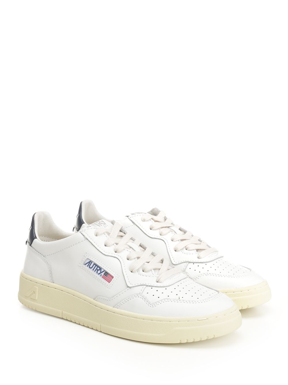 Autry Medalist Sneakers In White And Blue Leather In White
