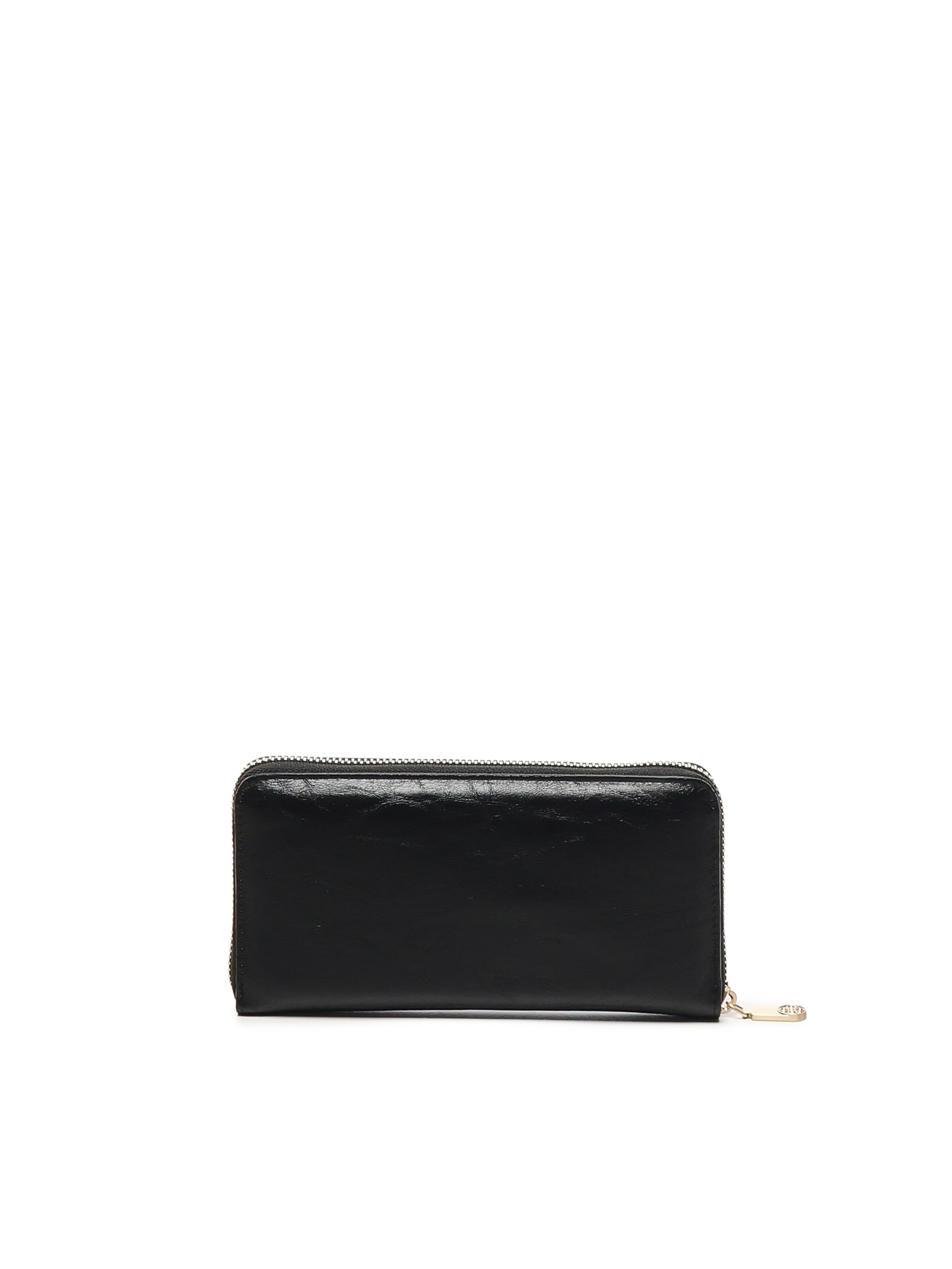 V73 Logo-plaque Zip-around Wallet In Black
