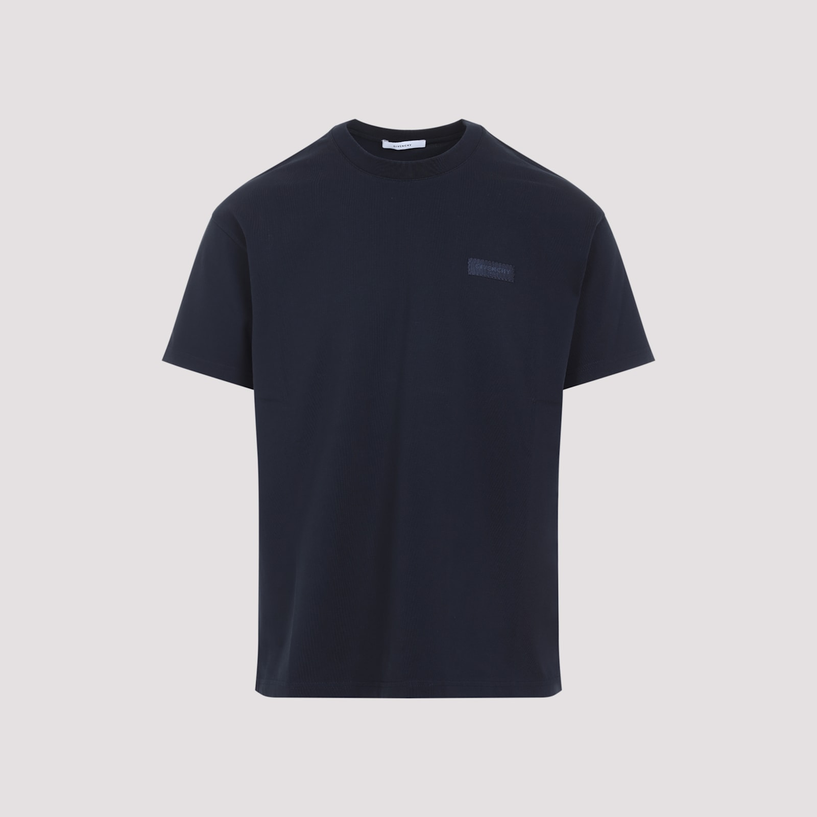 Givenchy Black Crewneck T-shirt With Logo Patch On The Front In Cotton Man