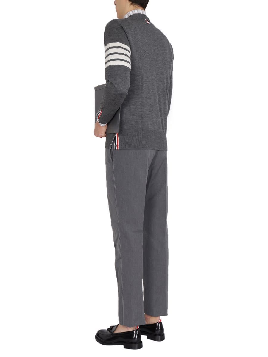 Shop Thom Browne Cardigan With Inlay 4bar In Grey