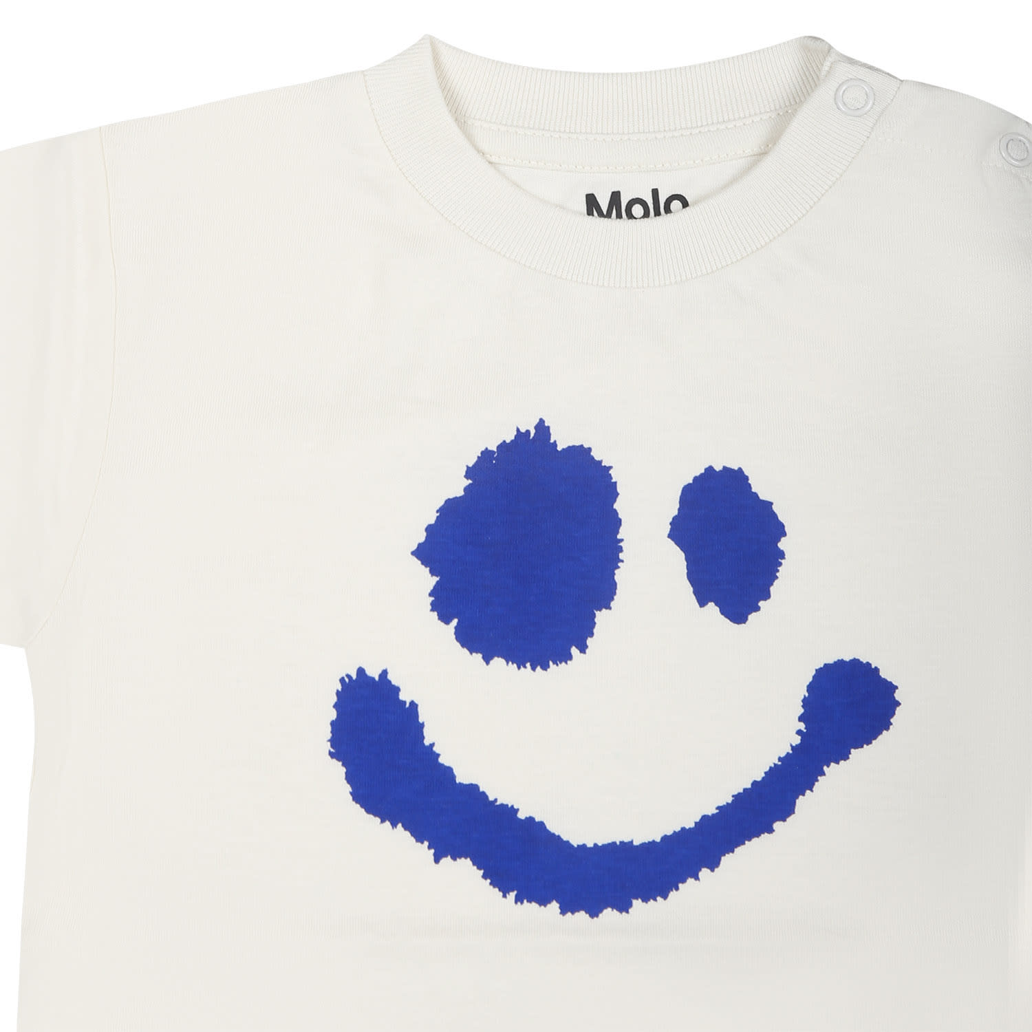 Shop Molo Ivory T-shirt For Babykids With Smiley In White