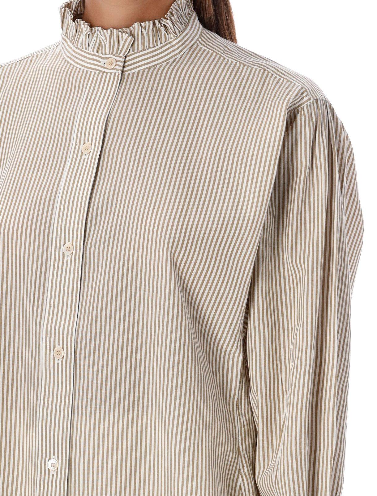 Shop Marant Etoile Micro Striped Shirt In Oe Ochre