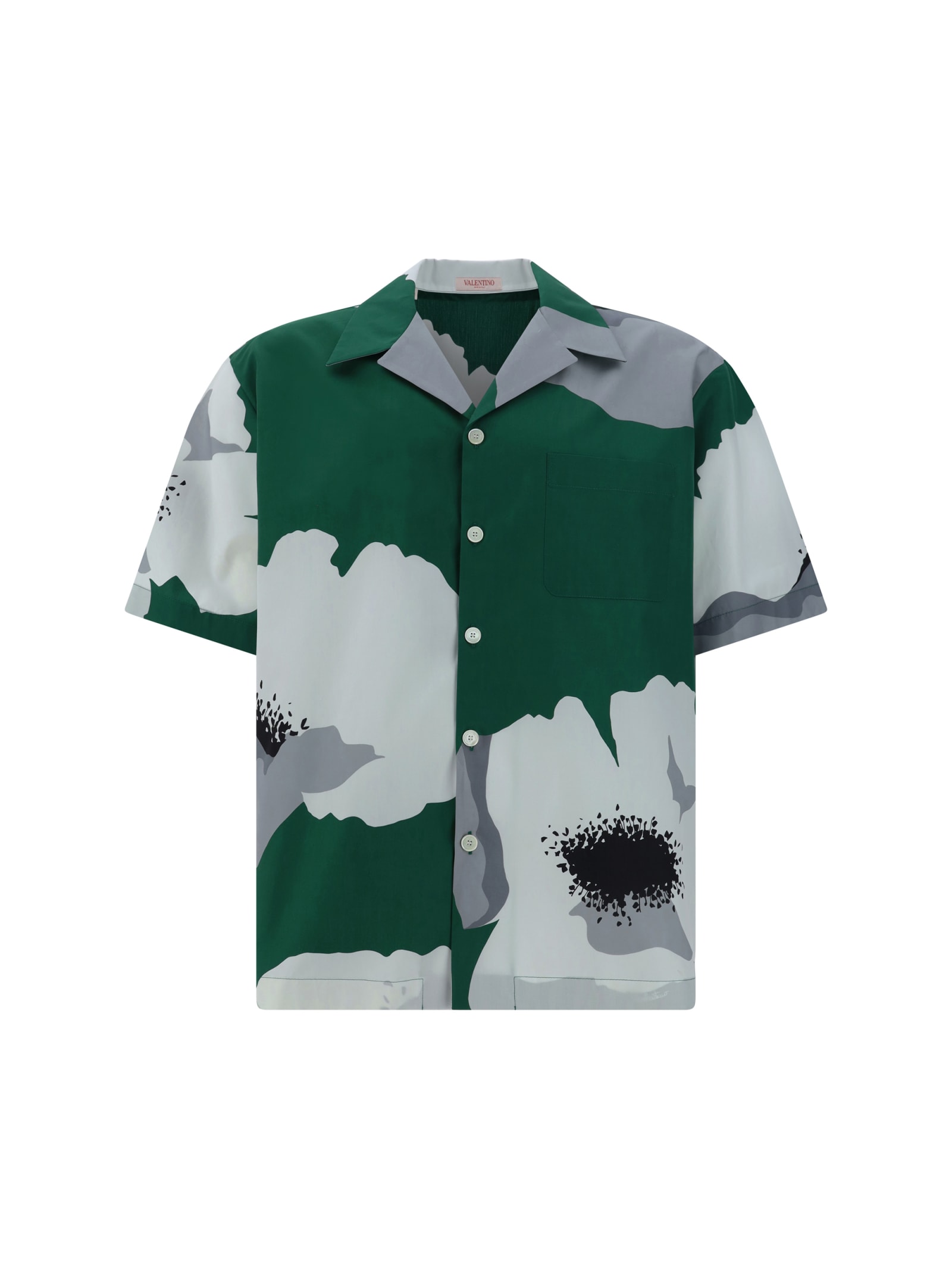 Shop Valentino Shirt In Smeraldo/grigio