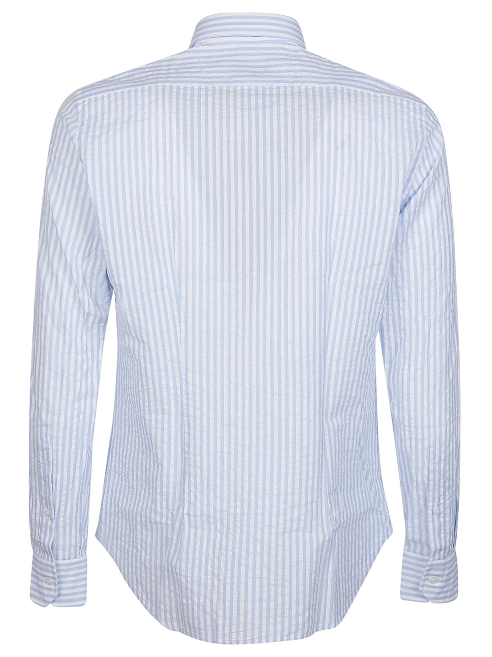 Shop Orian Long Sleeve Slim Shirt In Bianco/azzurro