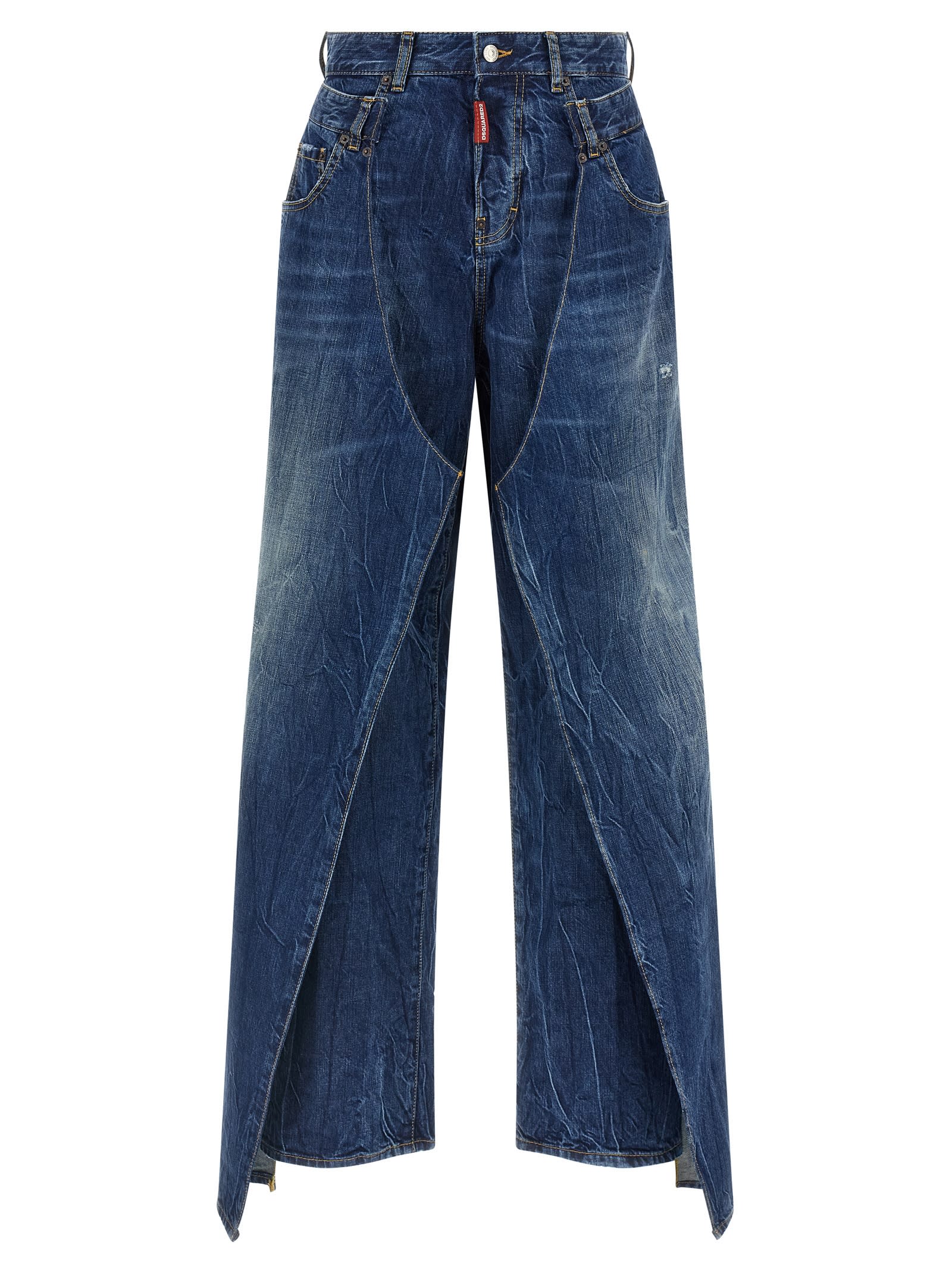 Dsquared2 Blue Stonewashed Cotton Denim Jeans In Blue