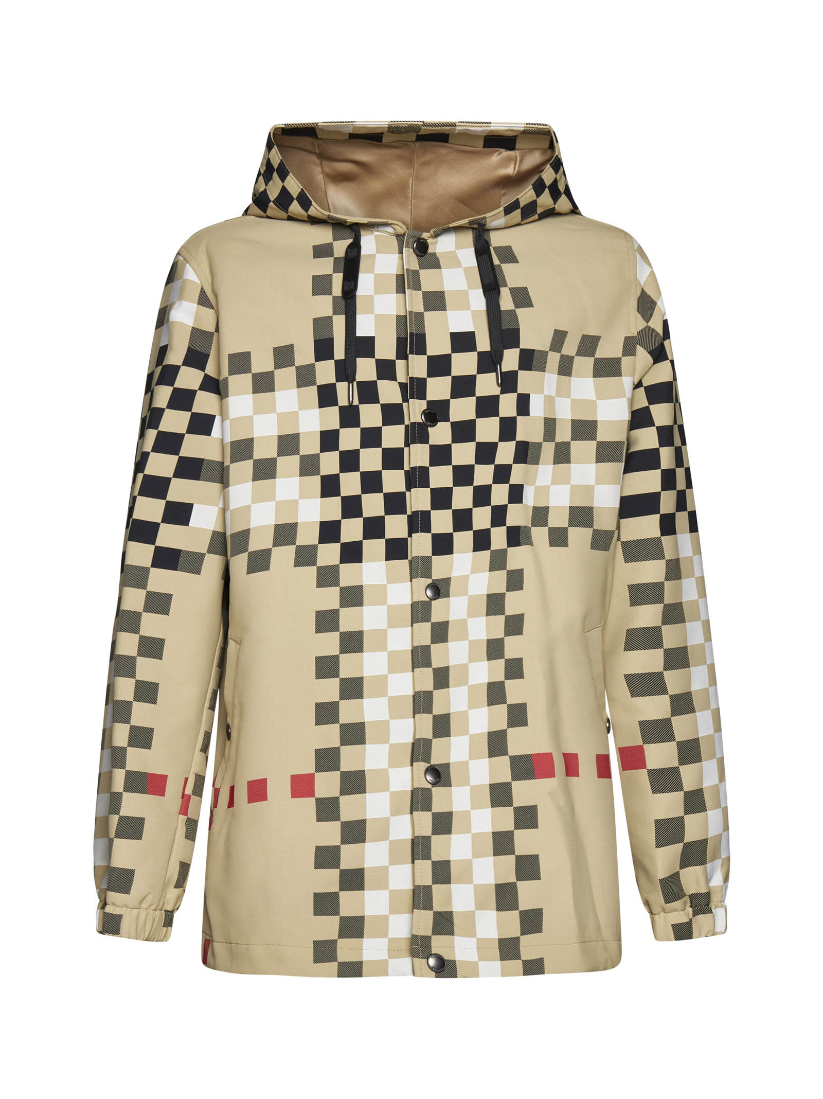 Burberry Pixel Check Kapuzenjacke In Beige