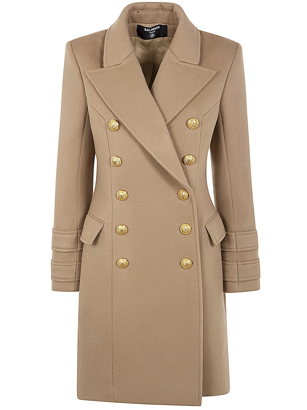 Shop Balmain Ten Button Wool And Cashmere Coat In Kc Camel