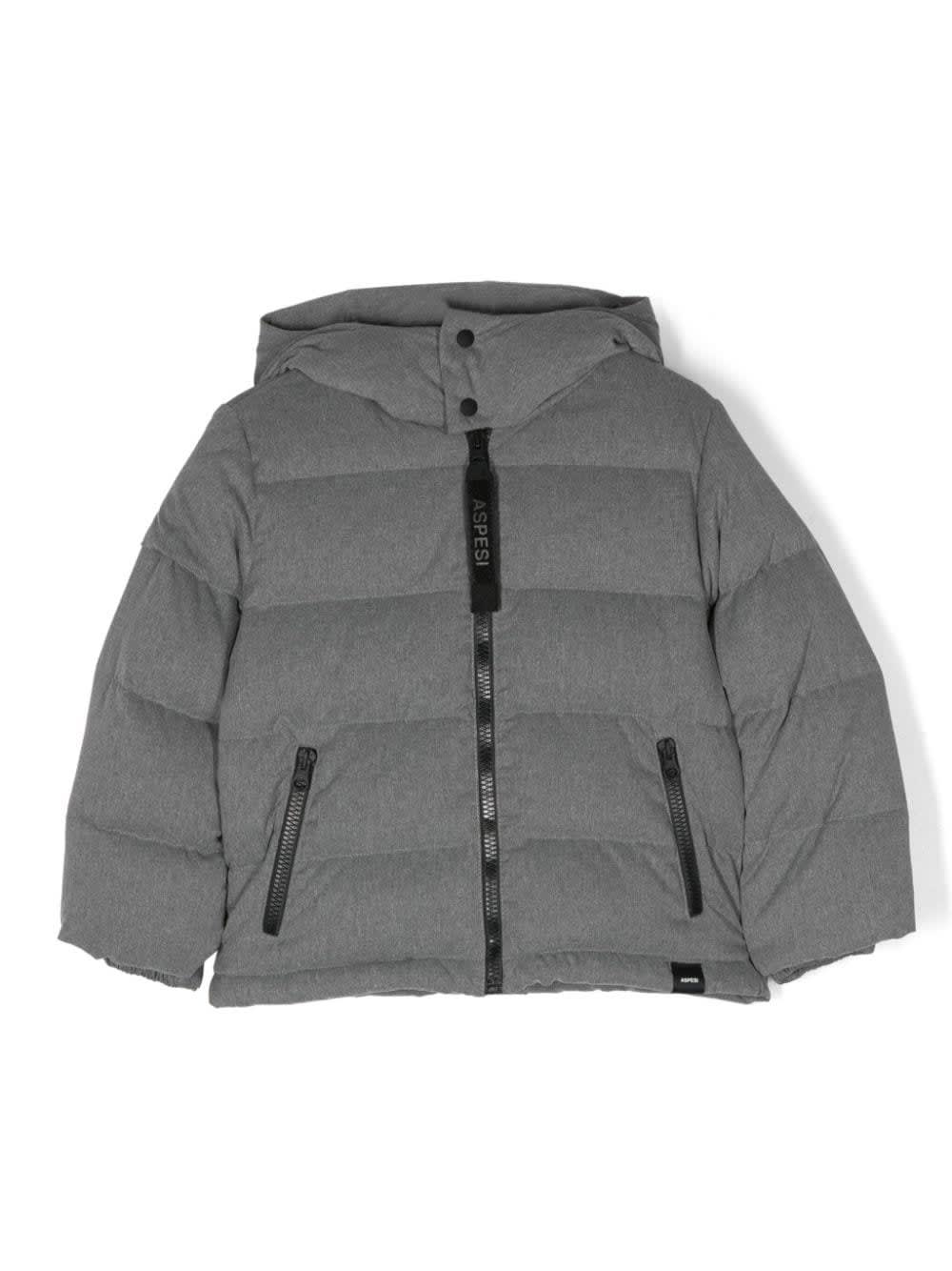 Aspesi Padded Hooded Jacket In Grigio