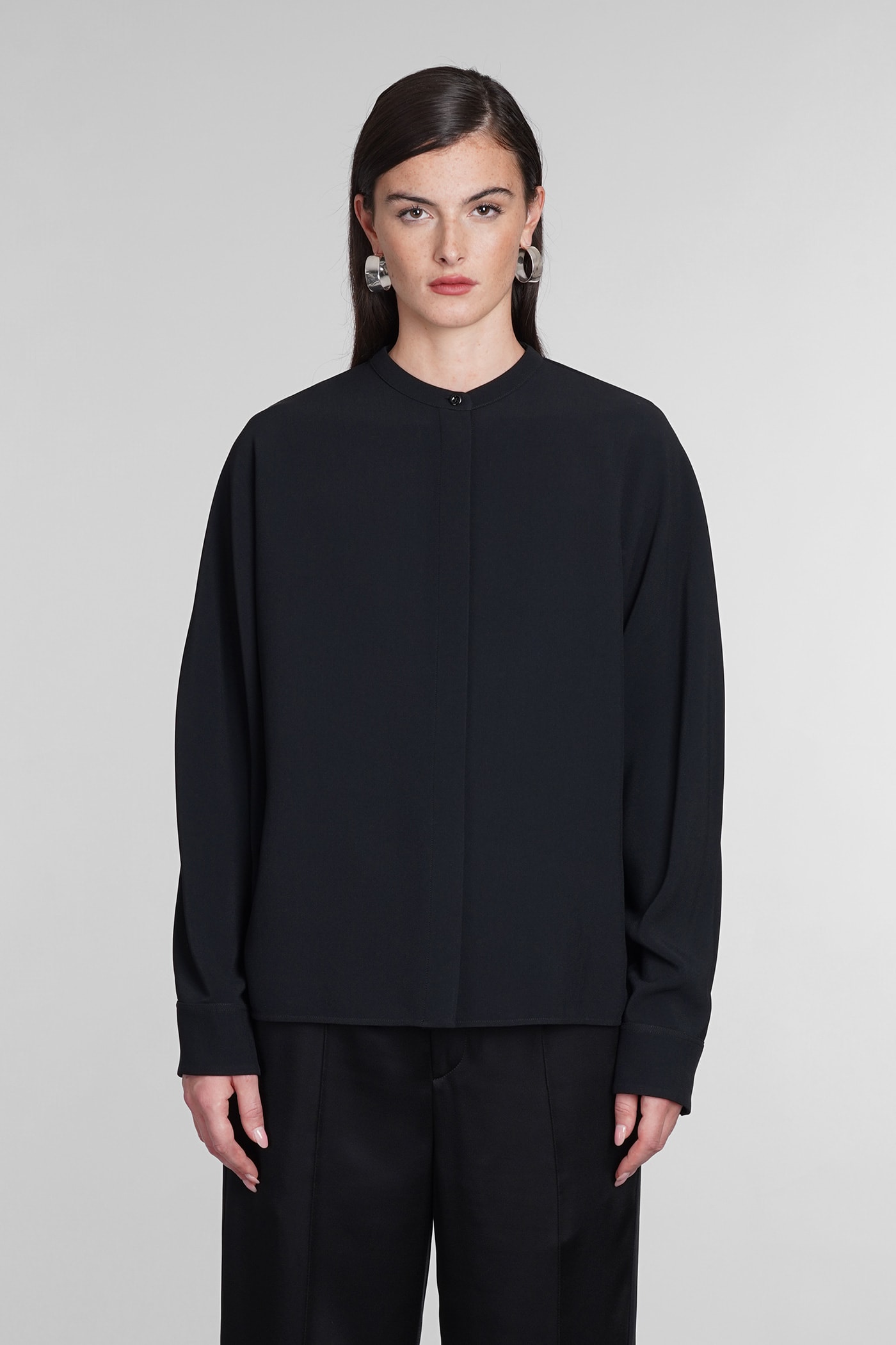 Jil Sander Relaxed-fit Viscose Blend Shirt With Button Closure In Black