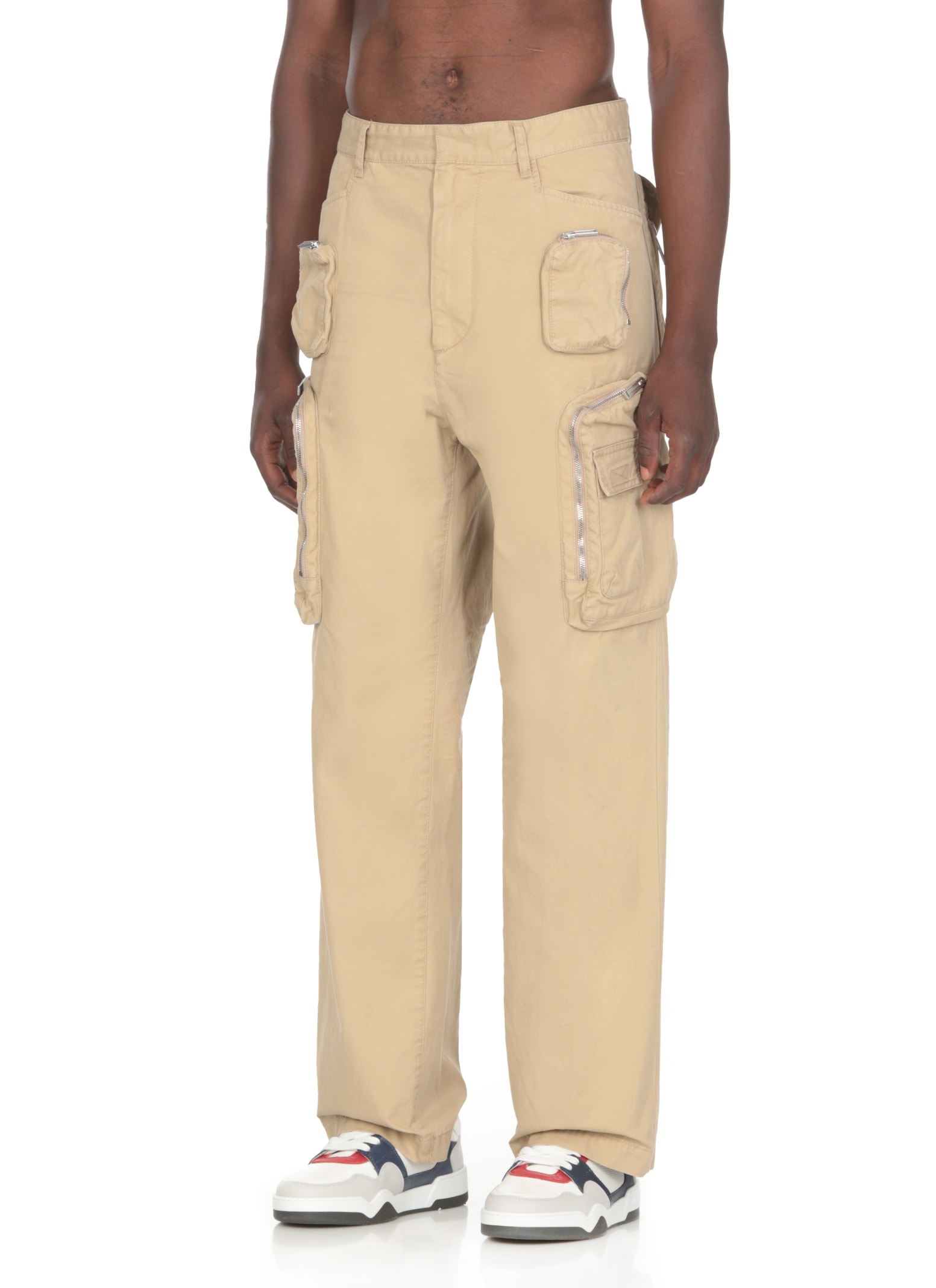 Shop Dsquared2 Cotton Cargo Pants In Beige