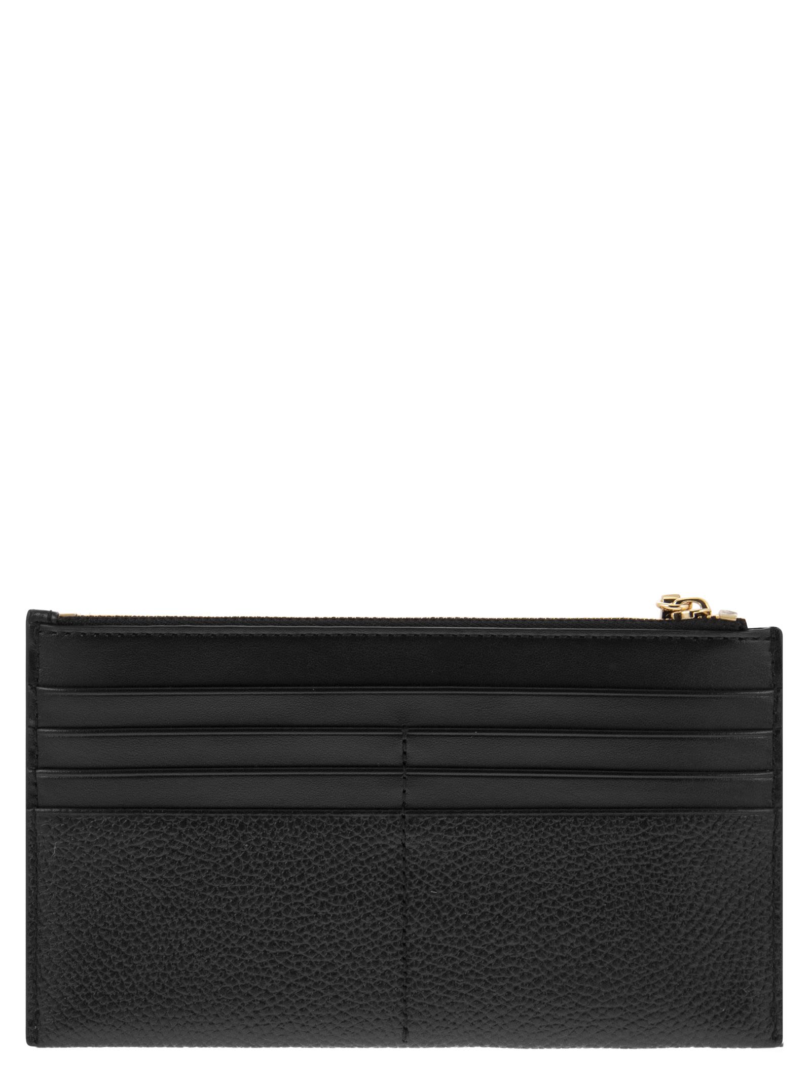 Shop Michael Kors Large Credit Card Holder In Grained Leather In Black