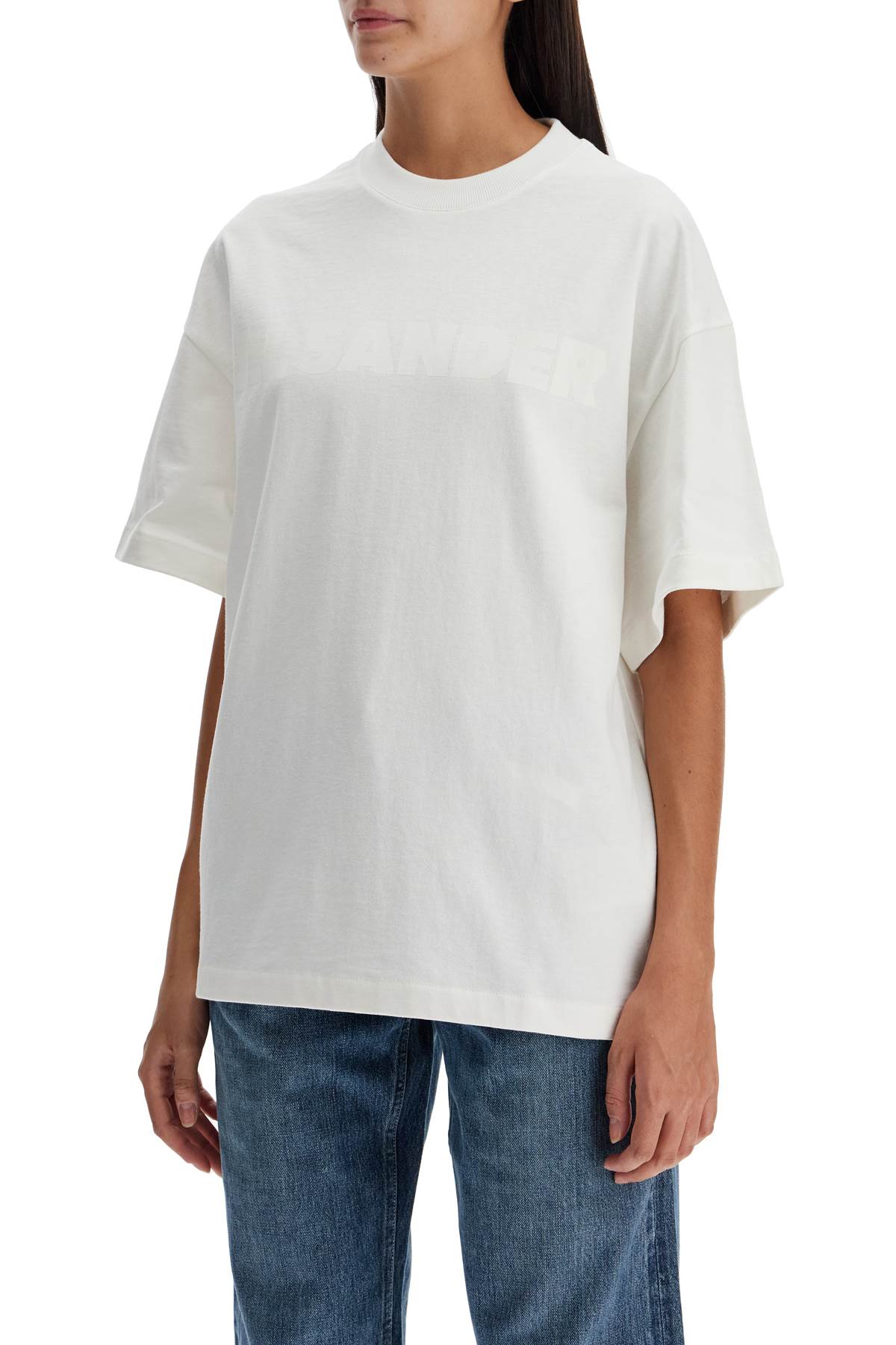 Shop Jil Sander Oversized T-shirt With In Porcelain (white)