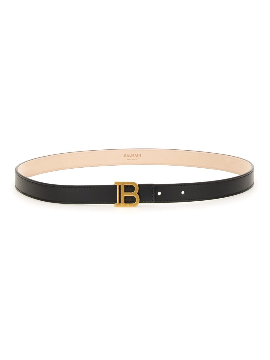 Shop Balmain Belt With Logo In Black